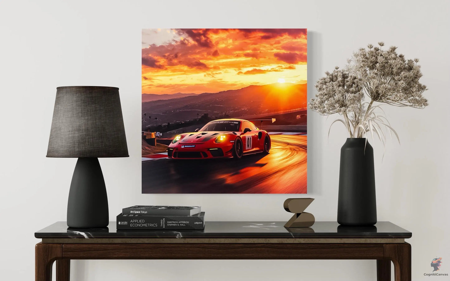 High-Speed Porsche 911 GT3 RS Digital Art | Sunset Racing Scene | Vibrant Sports Car Wall Art Download | Track Racing Enthusiast Decor CognitiCanvas