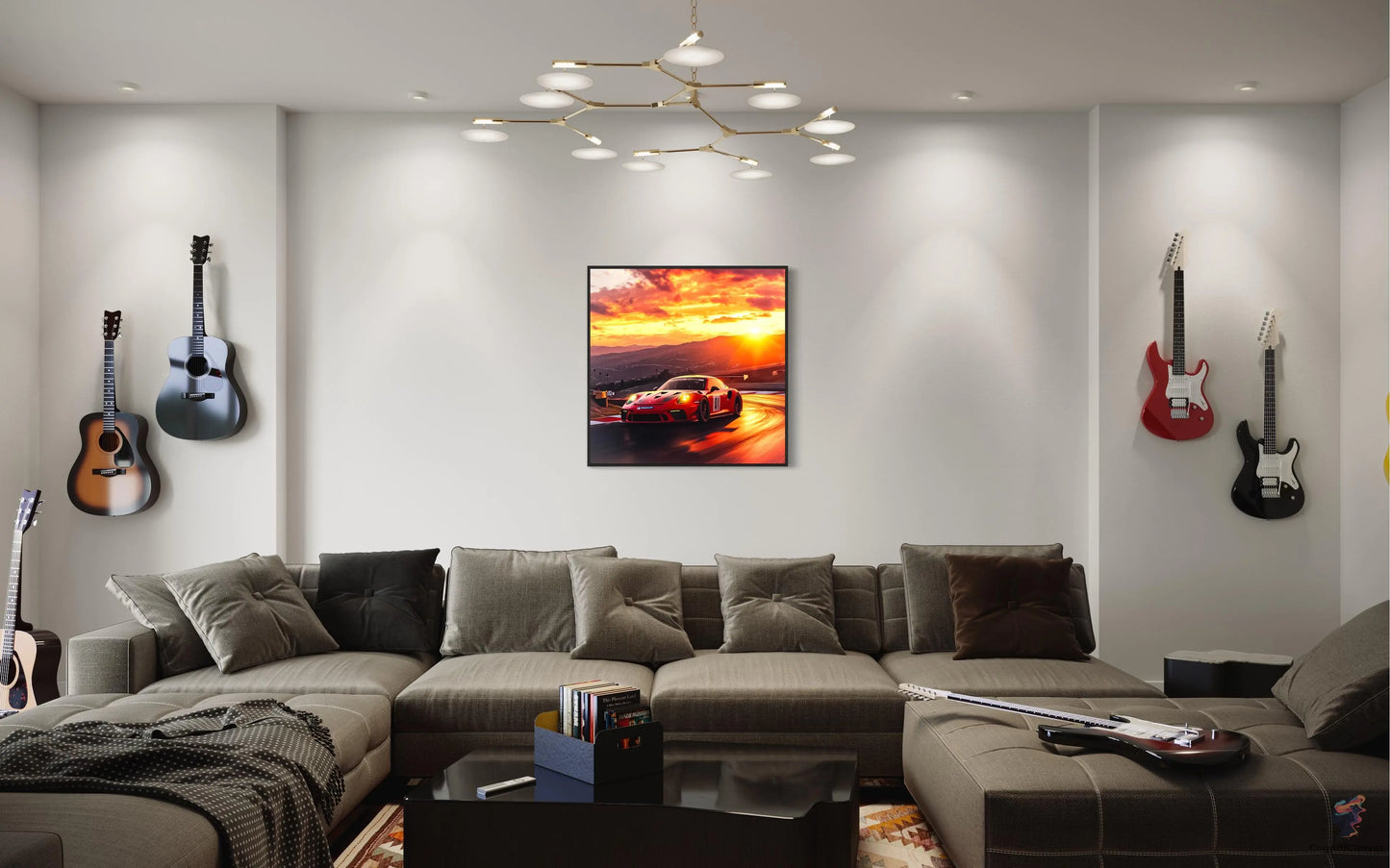 High-Speed Porsche 911 GT3 RS Digital Art | Sunset Racing Scene | Vibrant Sports Car Wall Art Download | Track Racing Enthusiast Decor CognitiCanvas