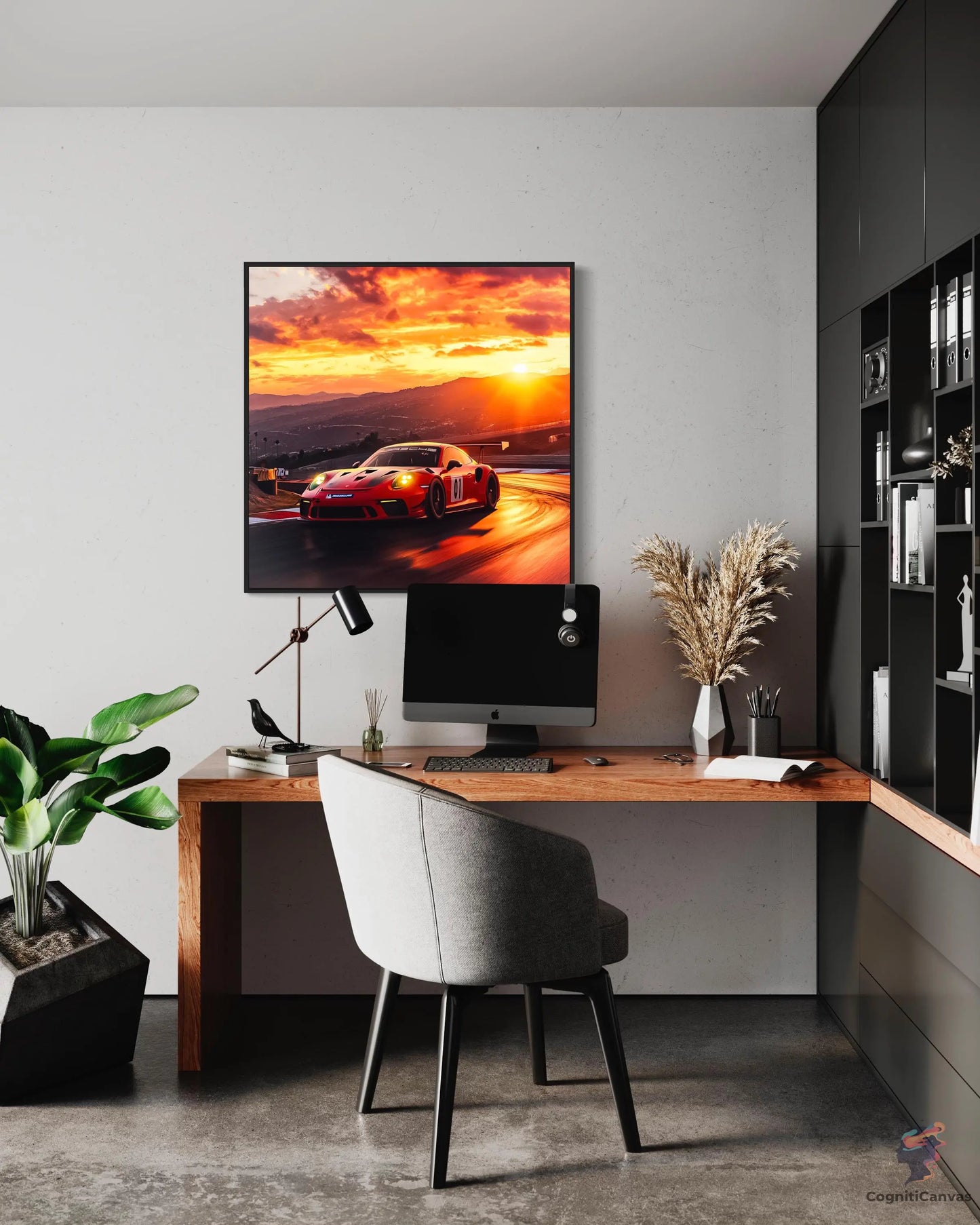 High-Speed Porsche 911 GT3 RS Digital Art | Sunset Racing Scene | Vibrant Sports Car Wall Art Download | Track Racing Enthusiast Decor CognitiCanvas