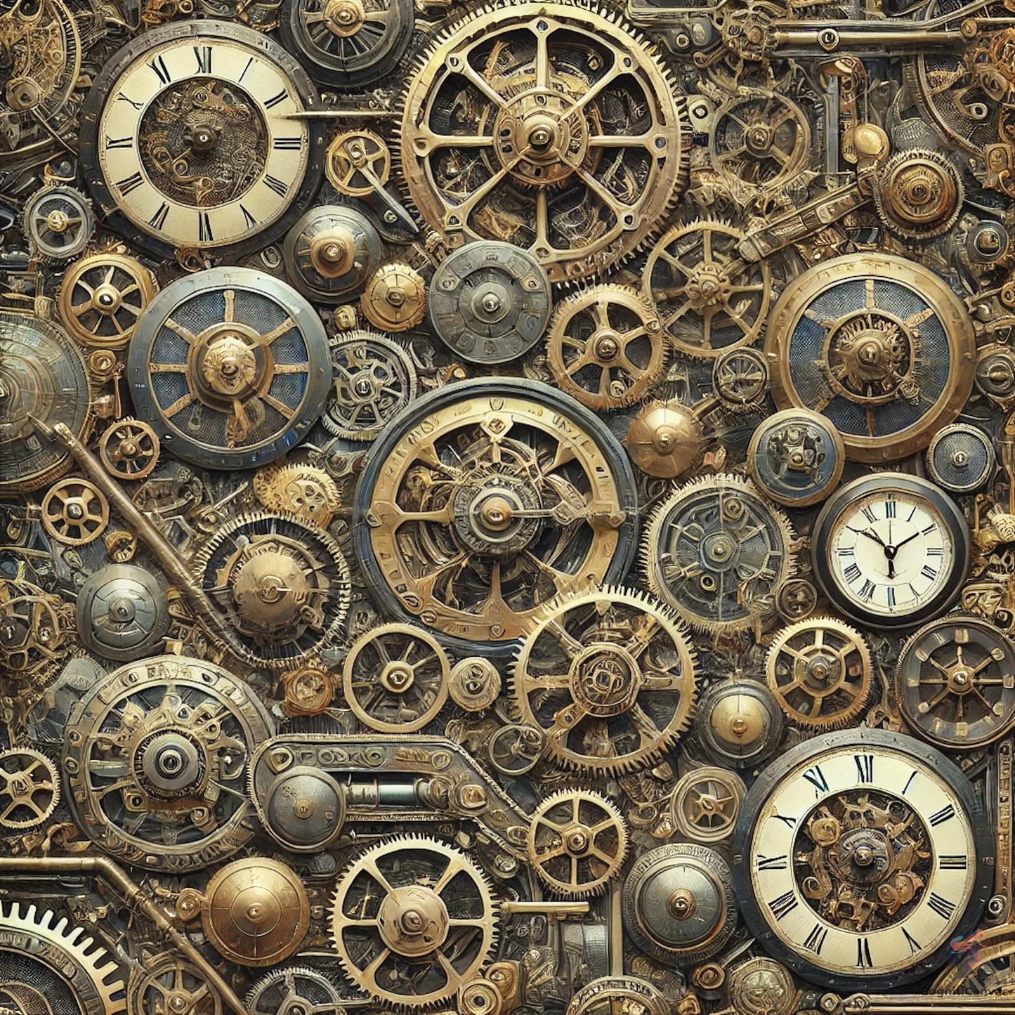Intricate Steampunk Clockwork Gears - Digital Art Download | Vintage Industrial Wall Decor CognitiCanvas