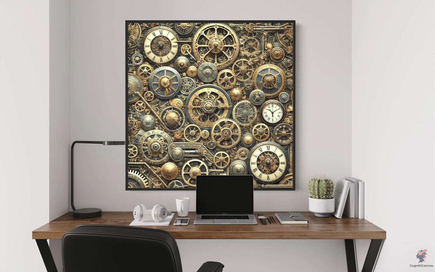 Intricate Steampunk Clockwork Gears - Digital Art Download | Vintage Industrial Wall Decor CognitiCanvas
