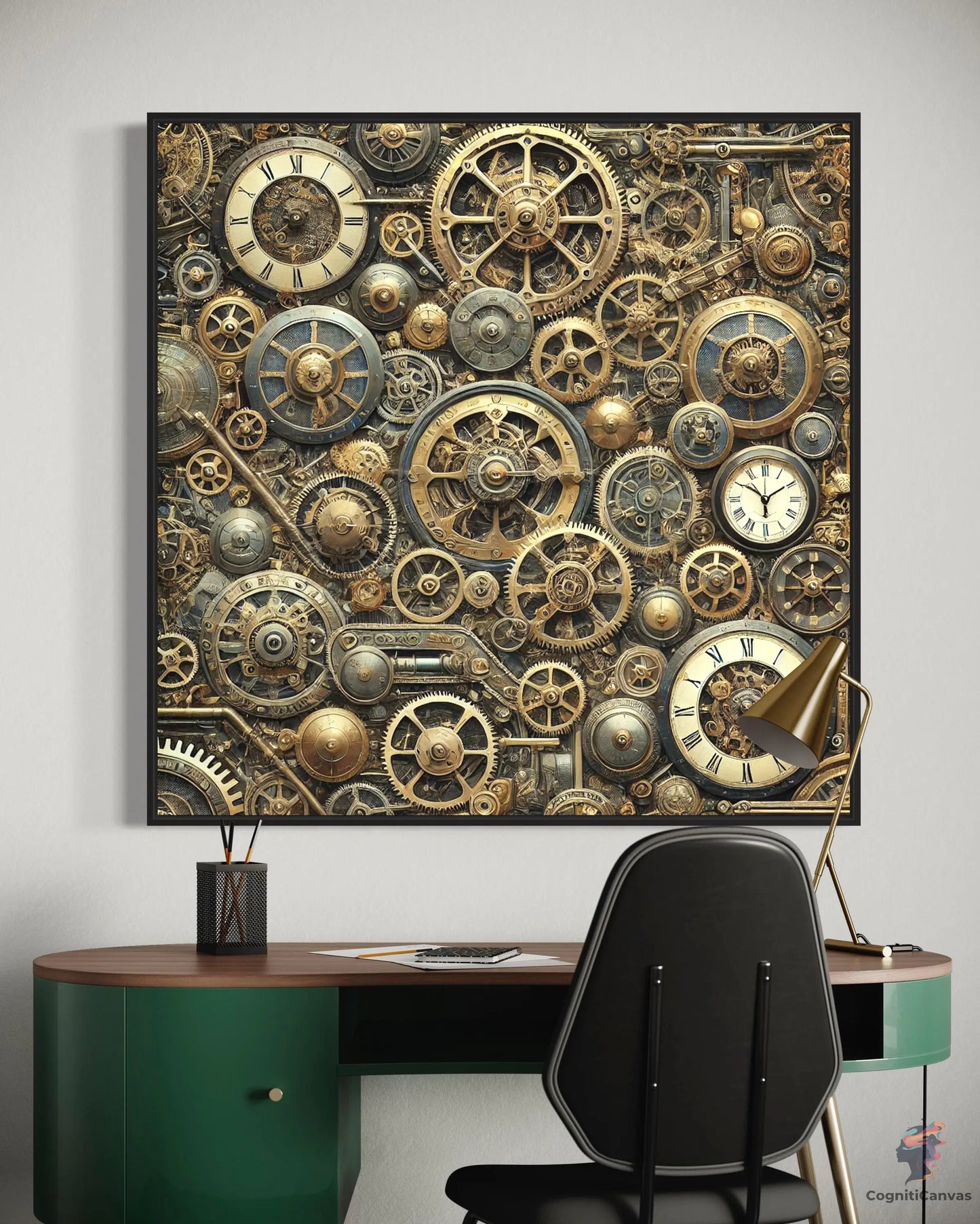 Intricate Steampunk Clockwork Gears - Digital Art Download | Vintage Industrial Wall Decor CognitiCanvas