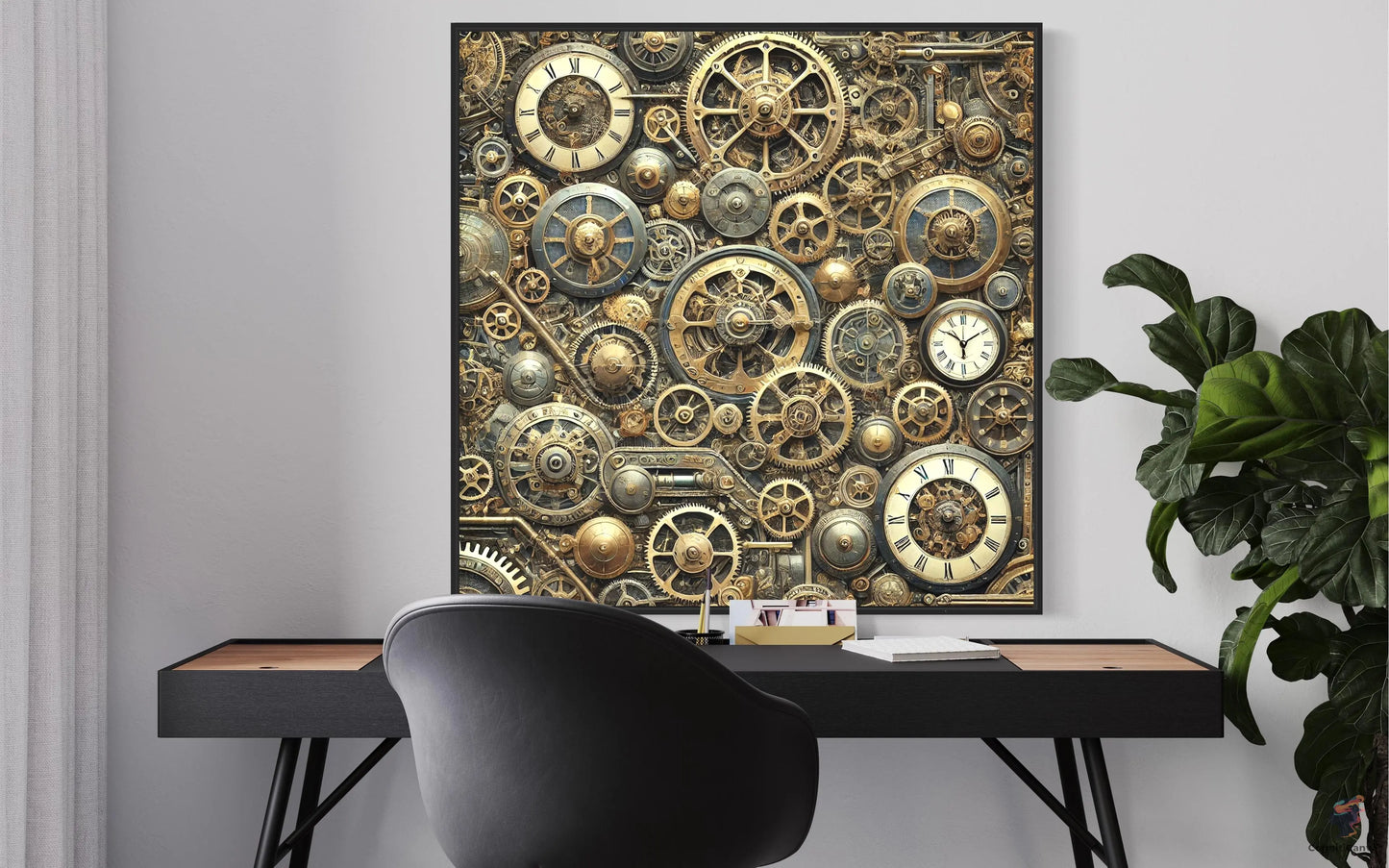 Intricate Steampunk Clockwork Gears - Digital Art Download | Vintage Industrial Wall Decor CognitiCanvas