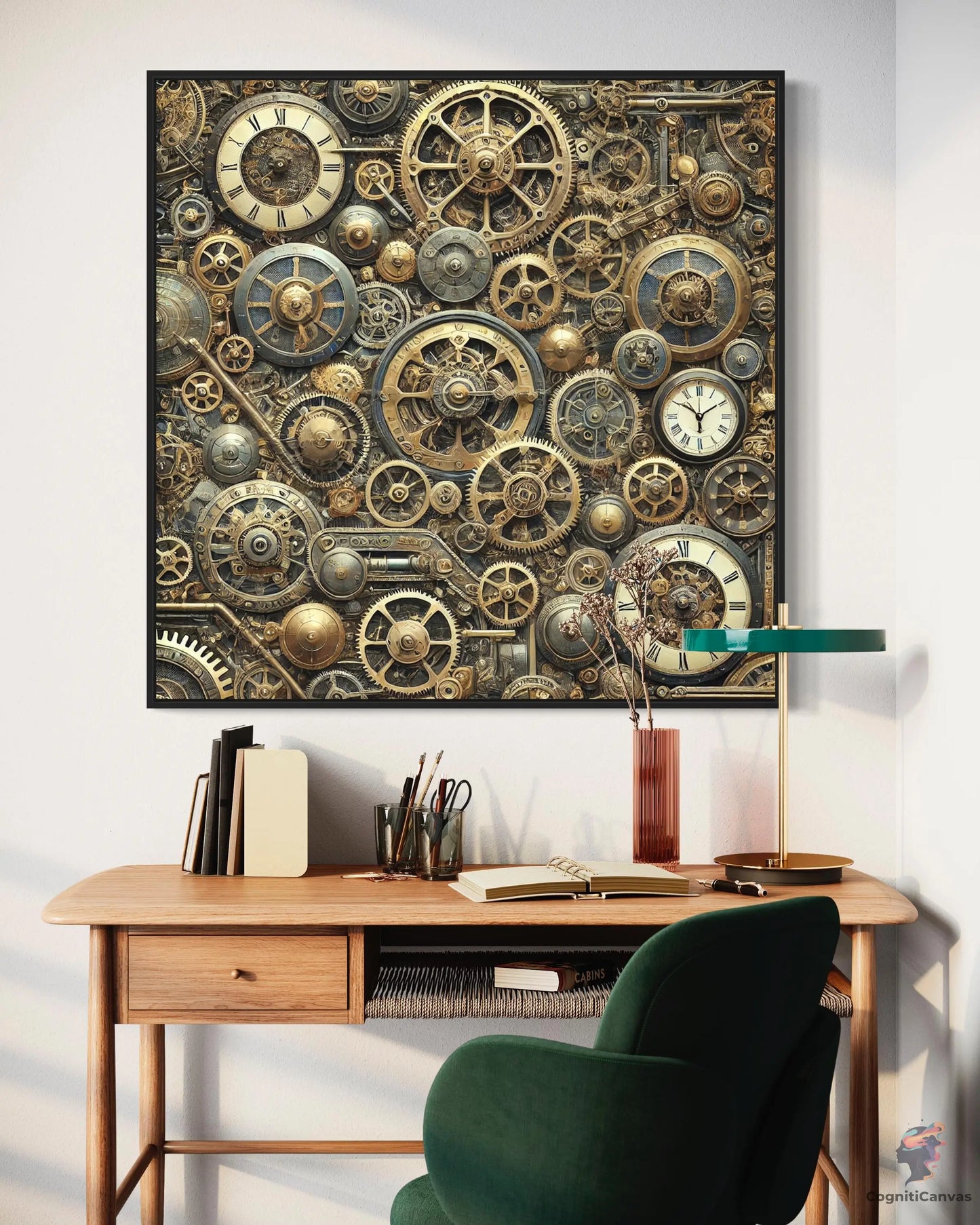 Intricate Steampunk Clockwork Gears - Digital Art Download | Vintage Industrial Wall Decor CognitiCanvas
