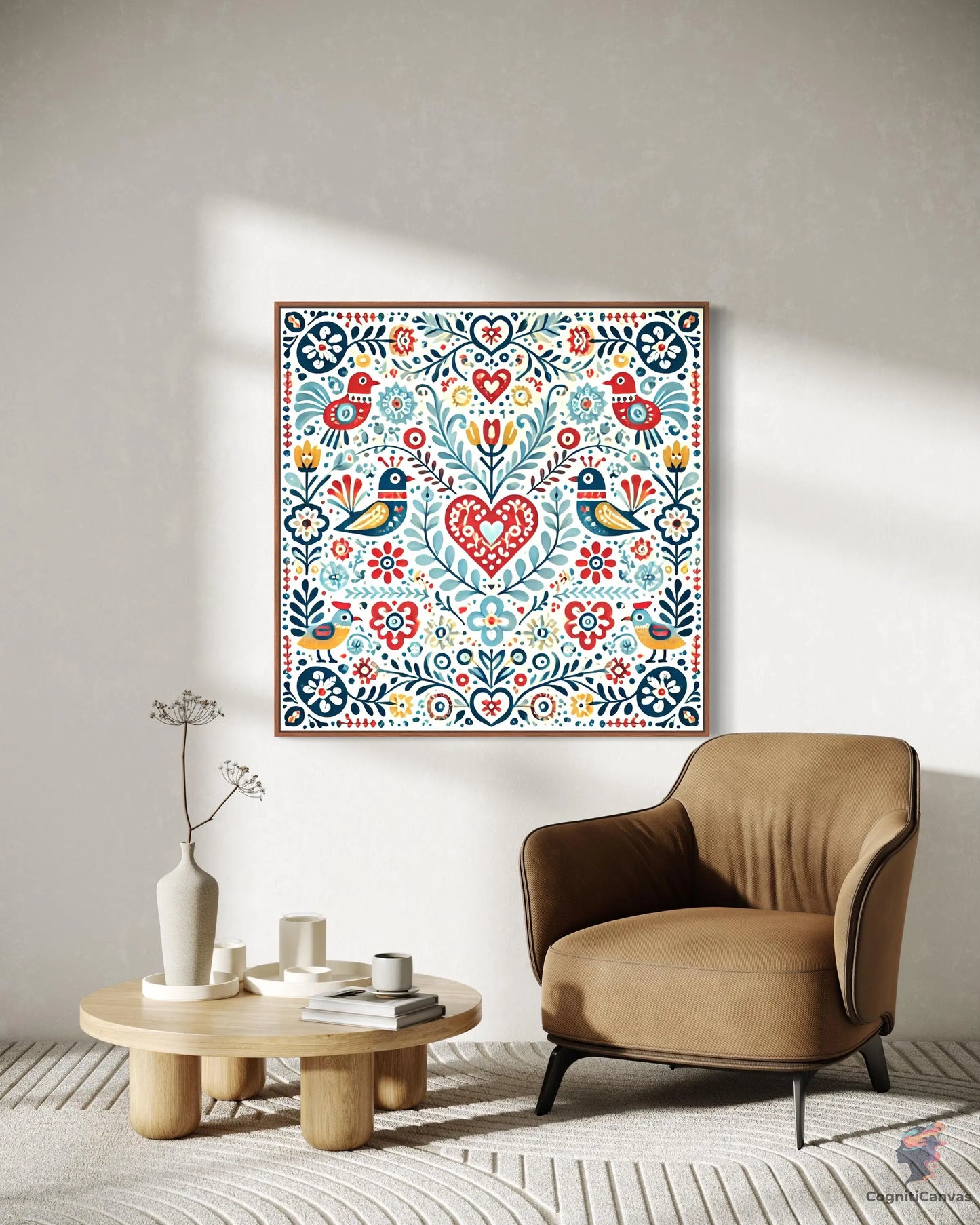 Printable vintage-inspired wall art – Scandinavian birds and florals design