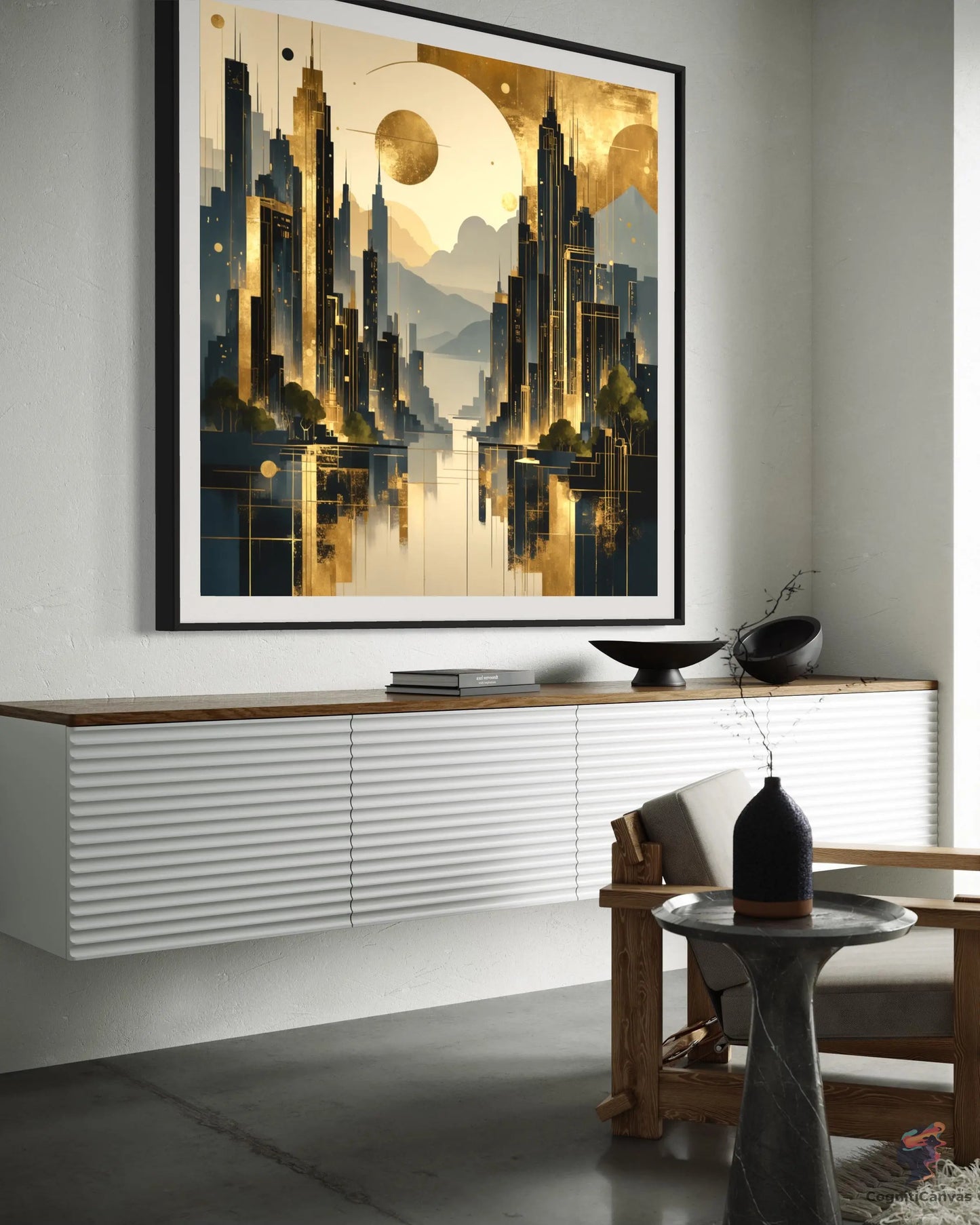 Printable modern cityscape artwork - AI-generated digital metropolis scene