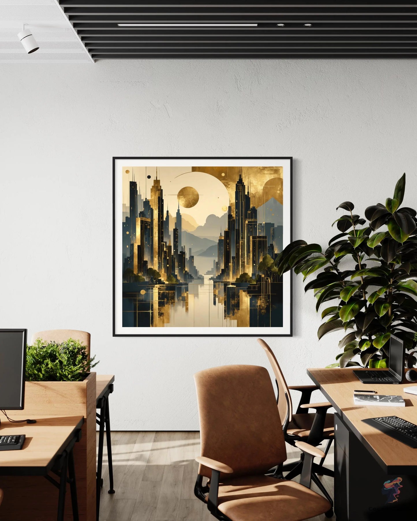 AI-generated urban skyline print - contemporary cityscape art for wall decor