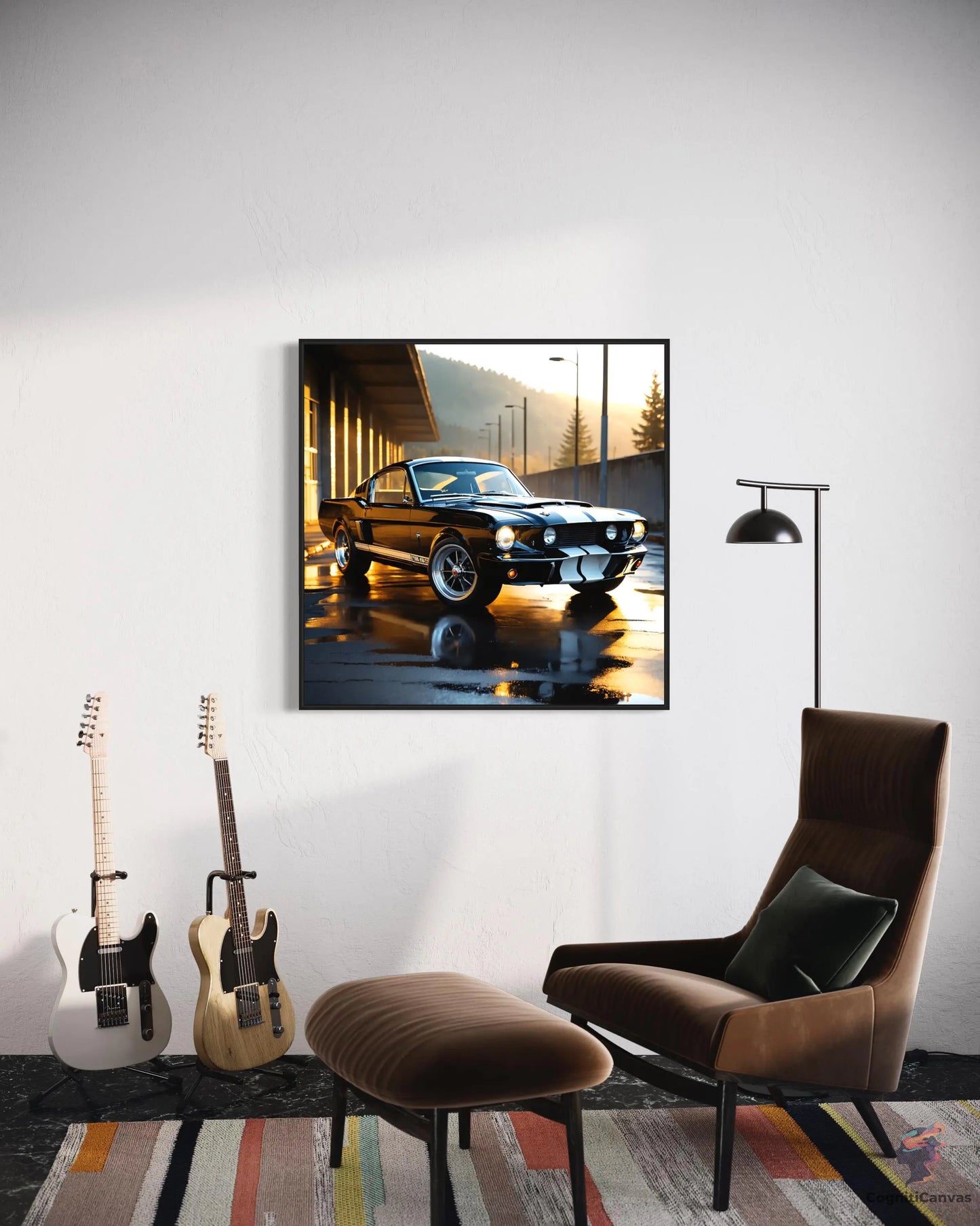 AI-Generated Digital Artwork - Black Mustang Car Art CognitiCanvas