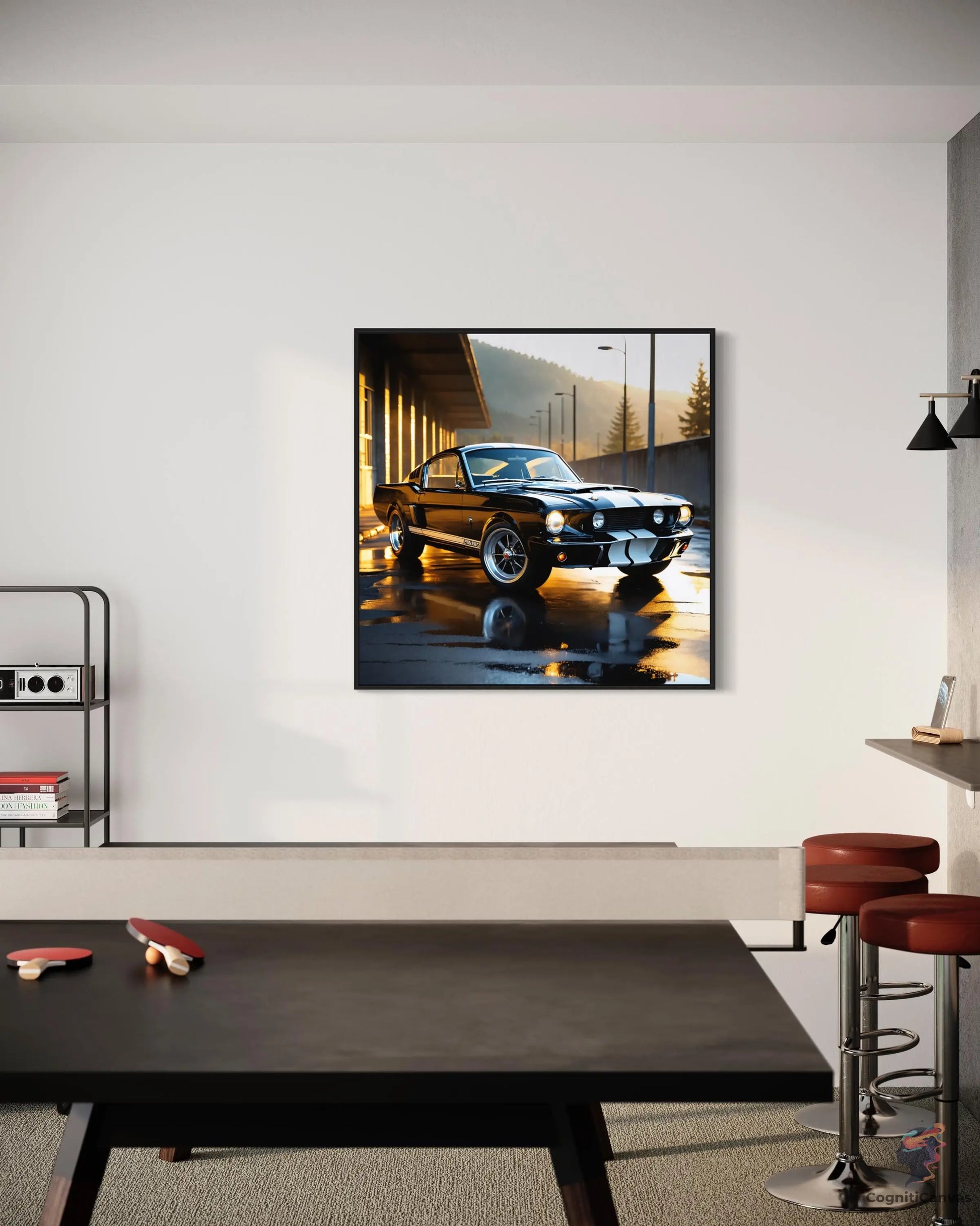 AI-Generated Digital Artwork - Black Mustang Car Art CognitiCanvas