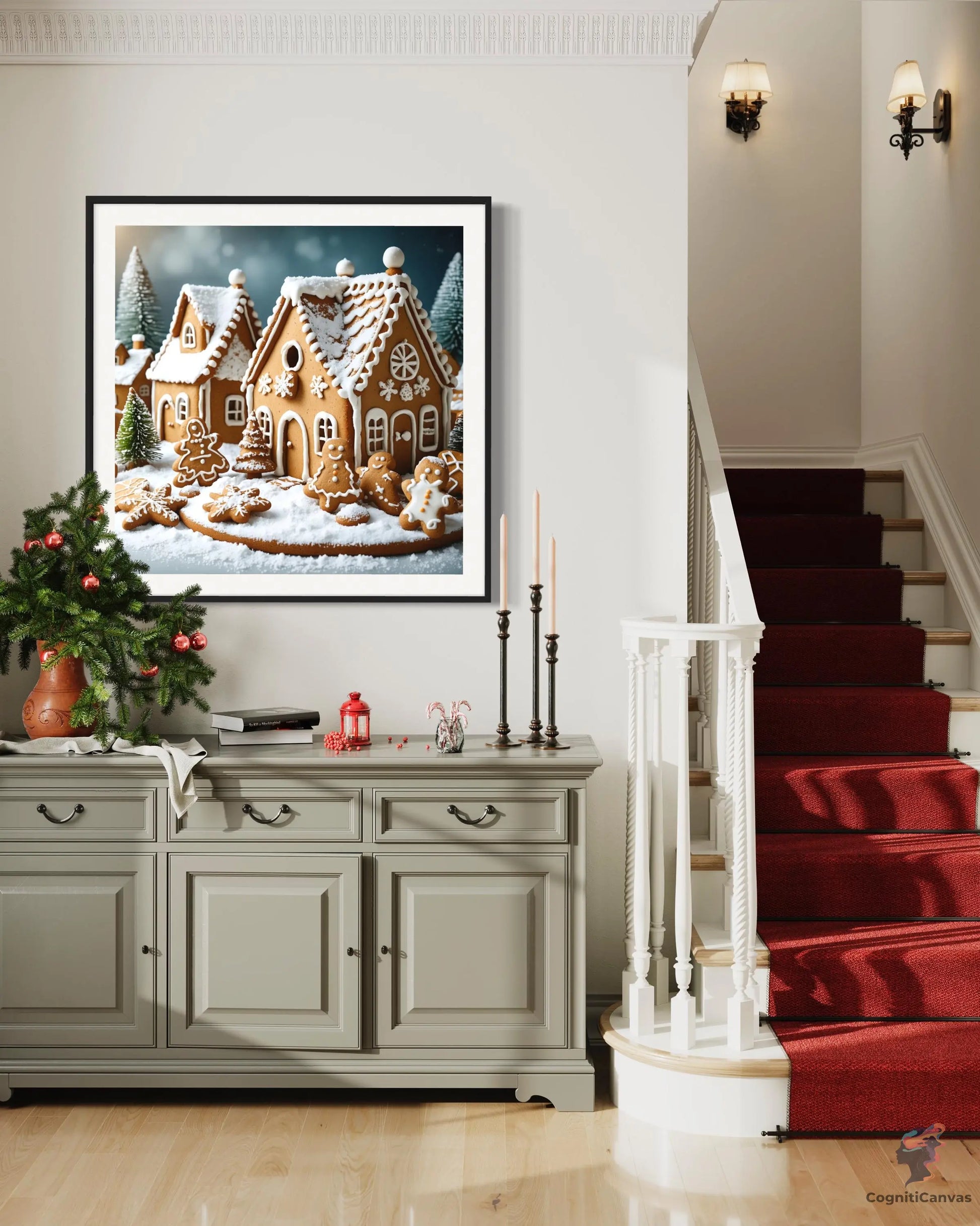 Modern AI art of a gingerbread house - high-quality digital print for holiday season