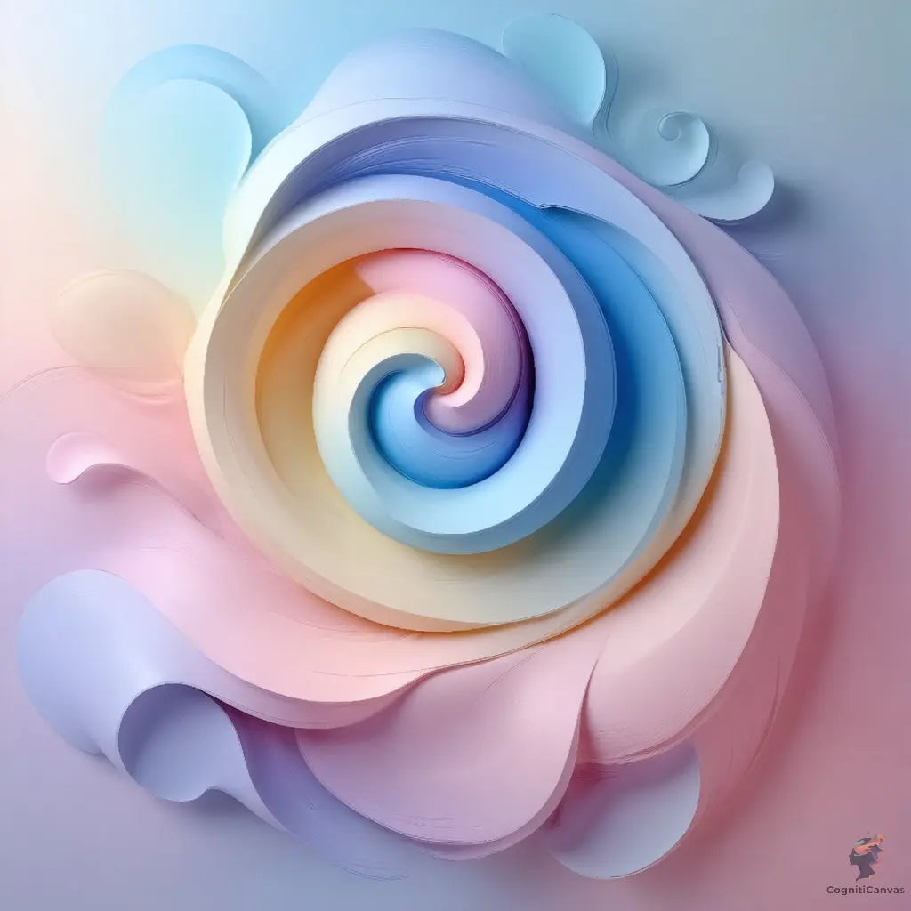 AI-generated modern abstract art – spiral design with paper flowers theme by CognitiCanvas