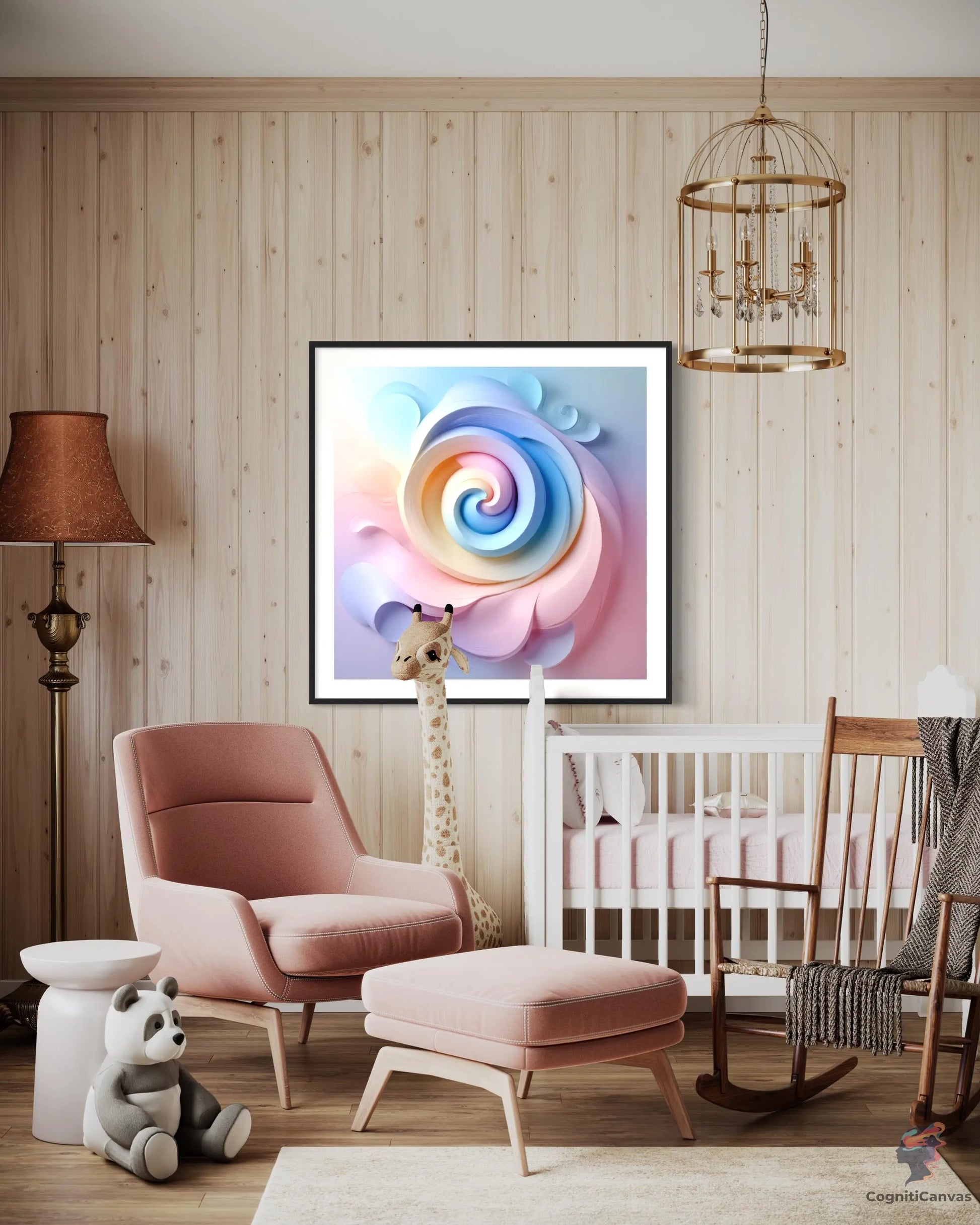 Modern AI-generated digital art of a spiral design complemented by paper flower themes