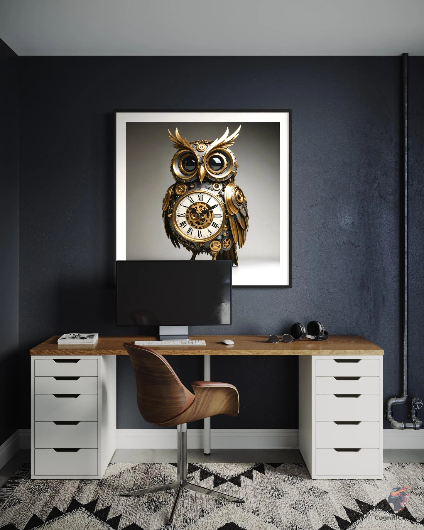 Printable AI-generated abstract artwork with intricate antique clock design