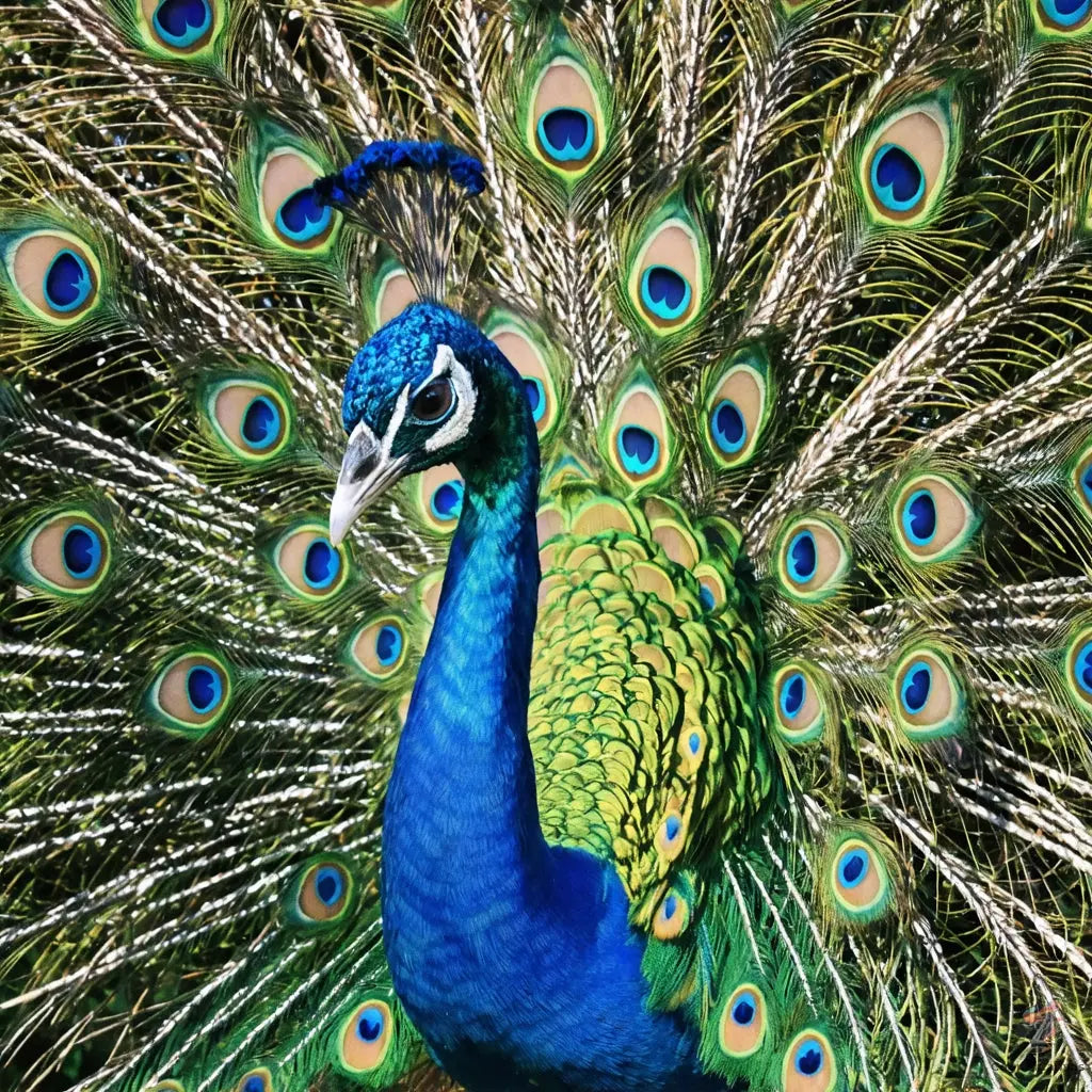 AI-generated peacock art - vibrant digital bird artwork for home and office by CognitiCanvas