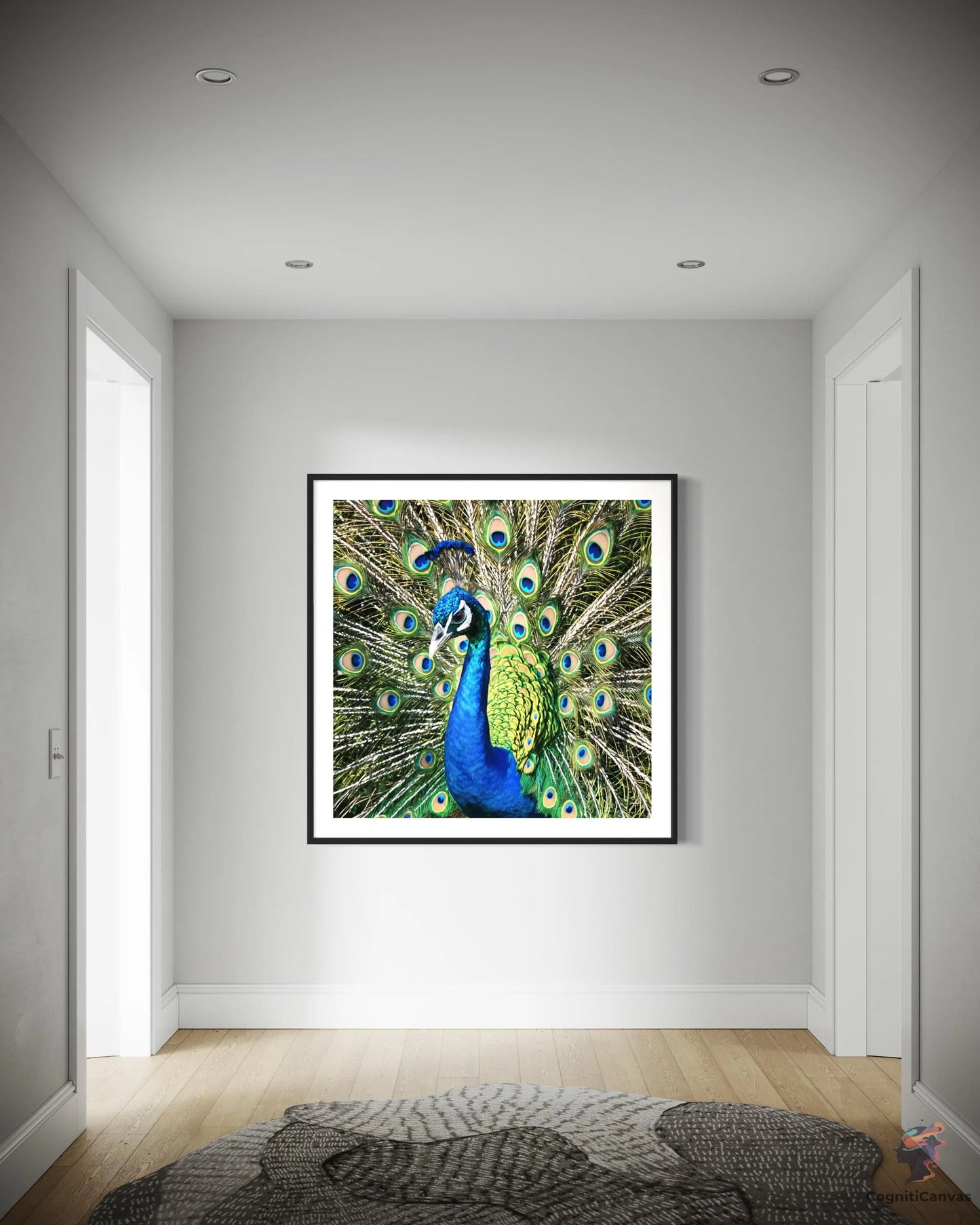 High-resolution AI art of a colorful peacock - perfect for modern home decor