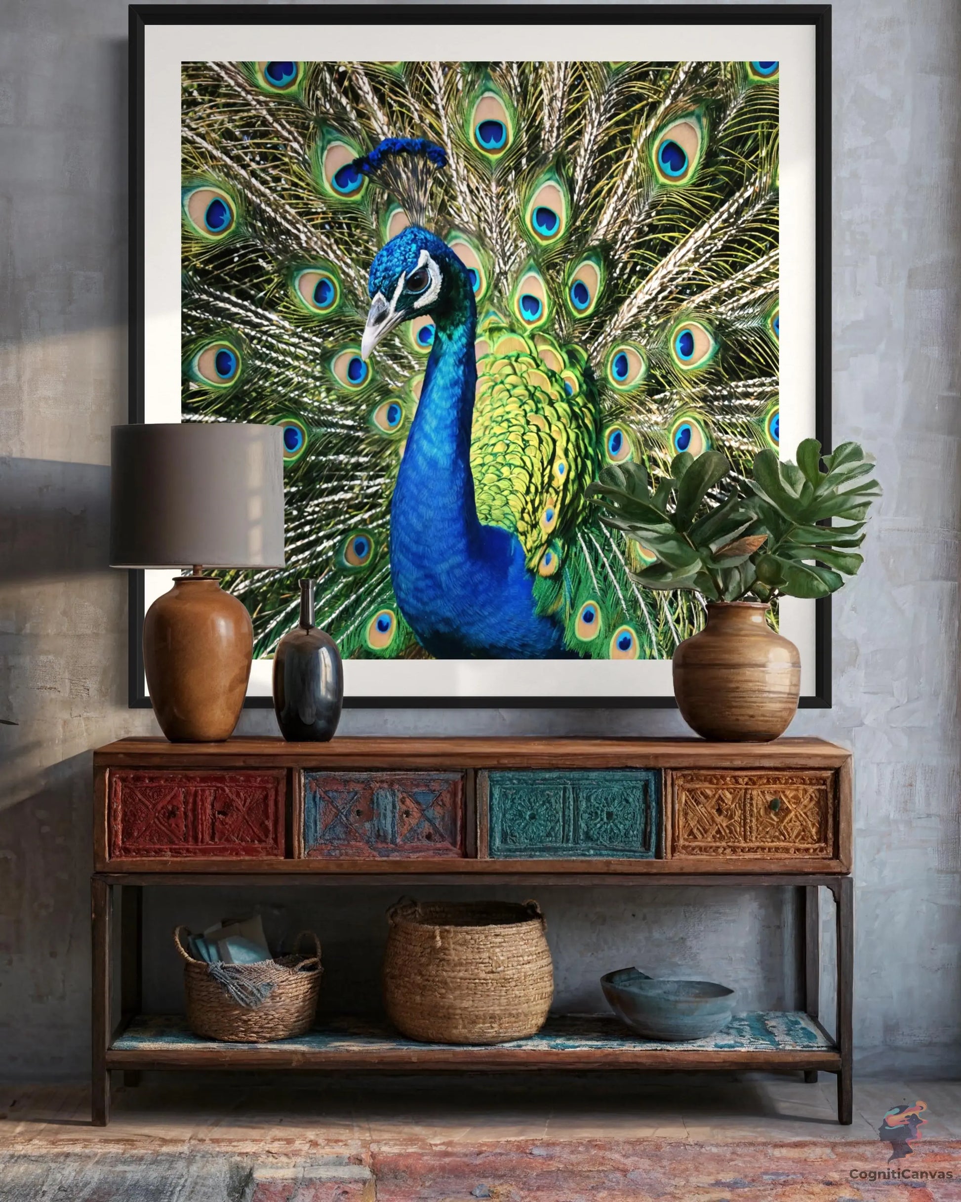 Printable peacock artwork - AI-generated vibrant bird art for home and office