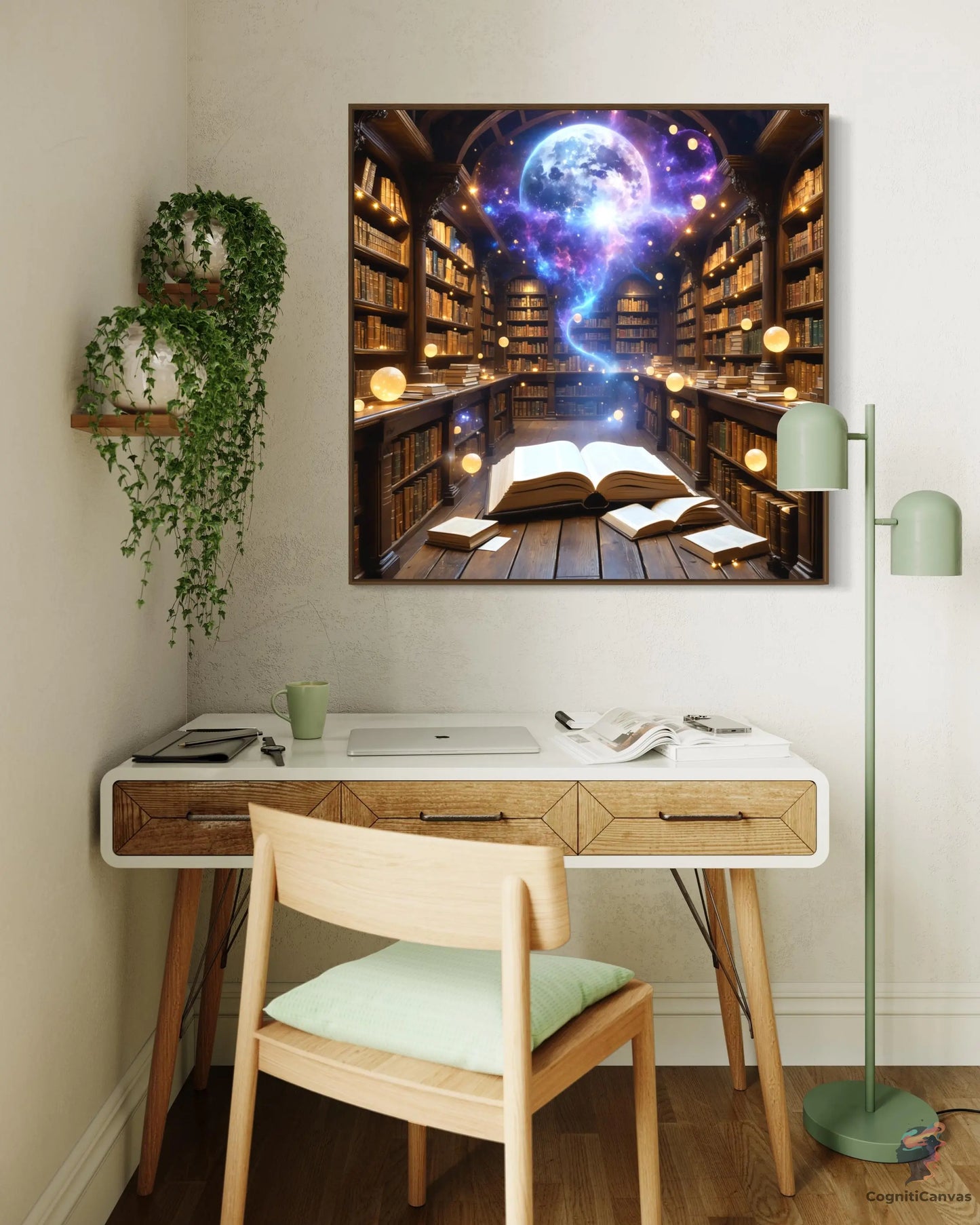 Affordable digital download - AI-generated science-themed illustration for office decor