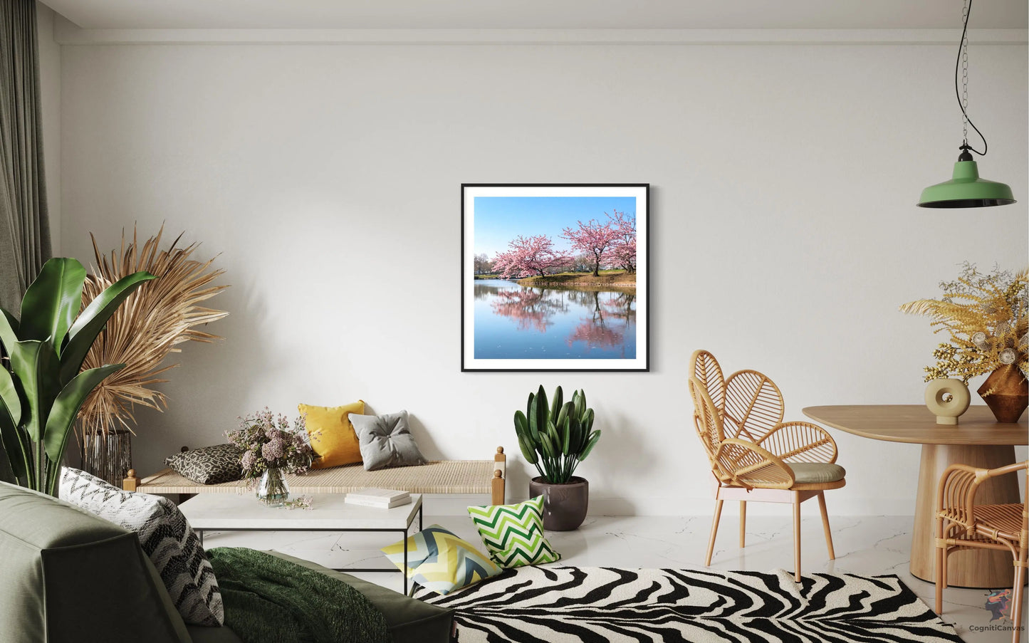 AI-generated springtime wall art - digital download featuring serene nature scene