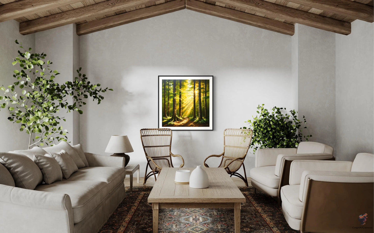 AI-generated vibrant forest scene - digital download for nature-inspired home decor