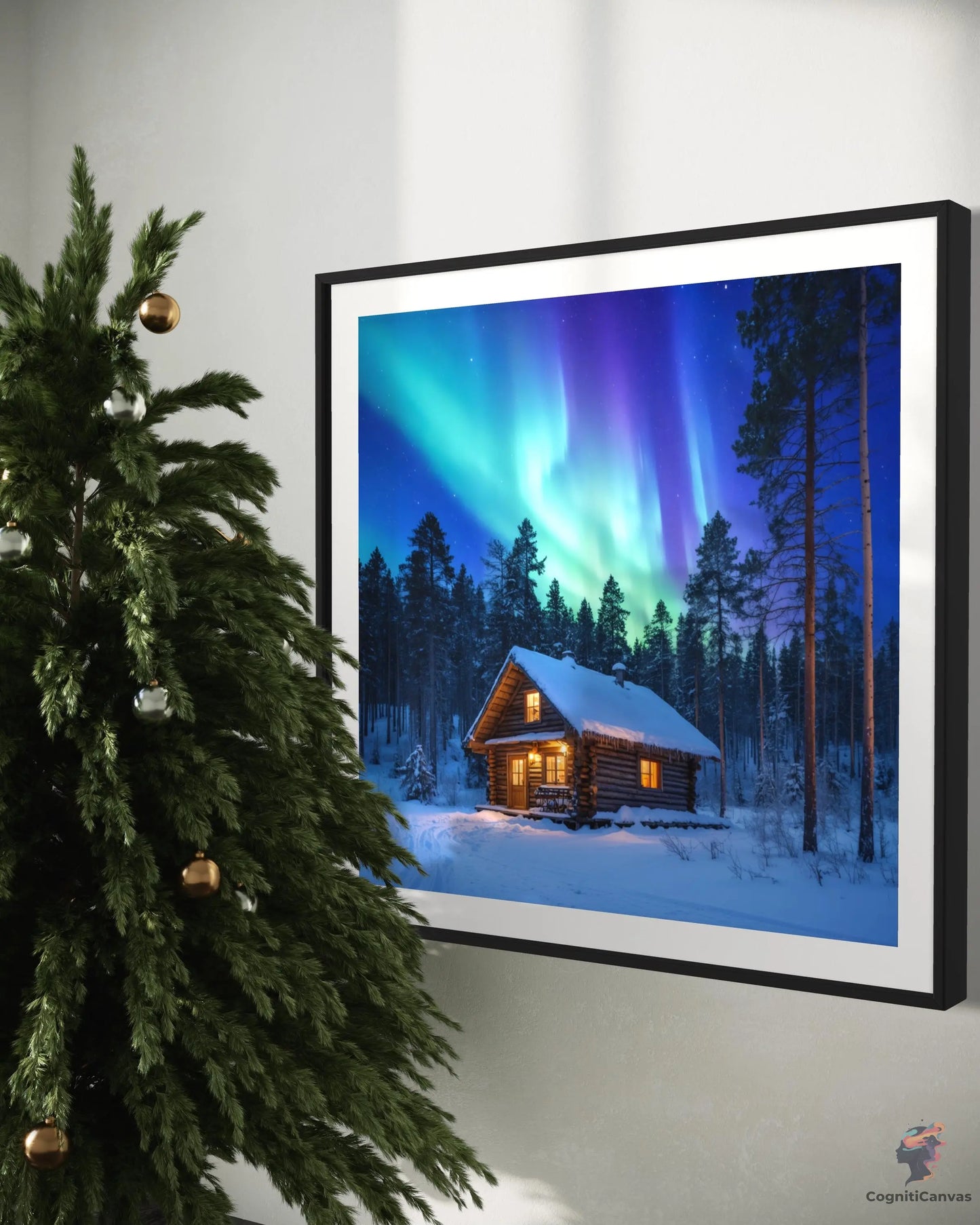 Affordable digital download - AI-generated snowy night scene for home decor