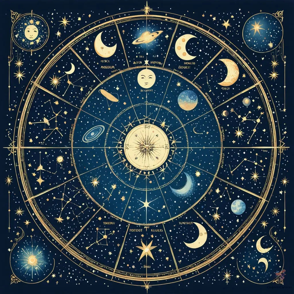 AI-generated zodiac sign digital art – modern astronomy wall decor by CognitiCanvas