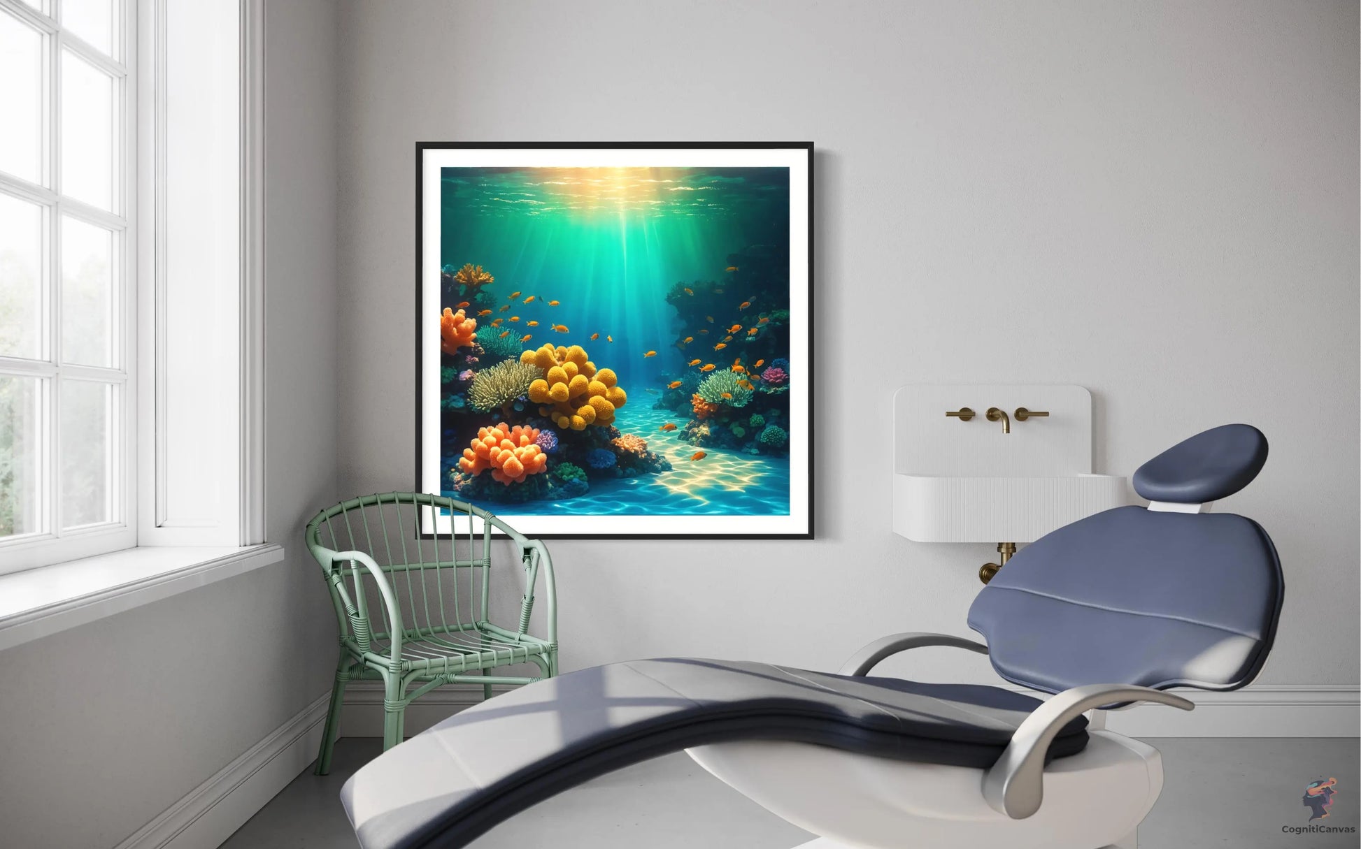 Printable coral reef wall art - AI-generated by CognitiCanvas