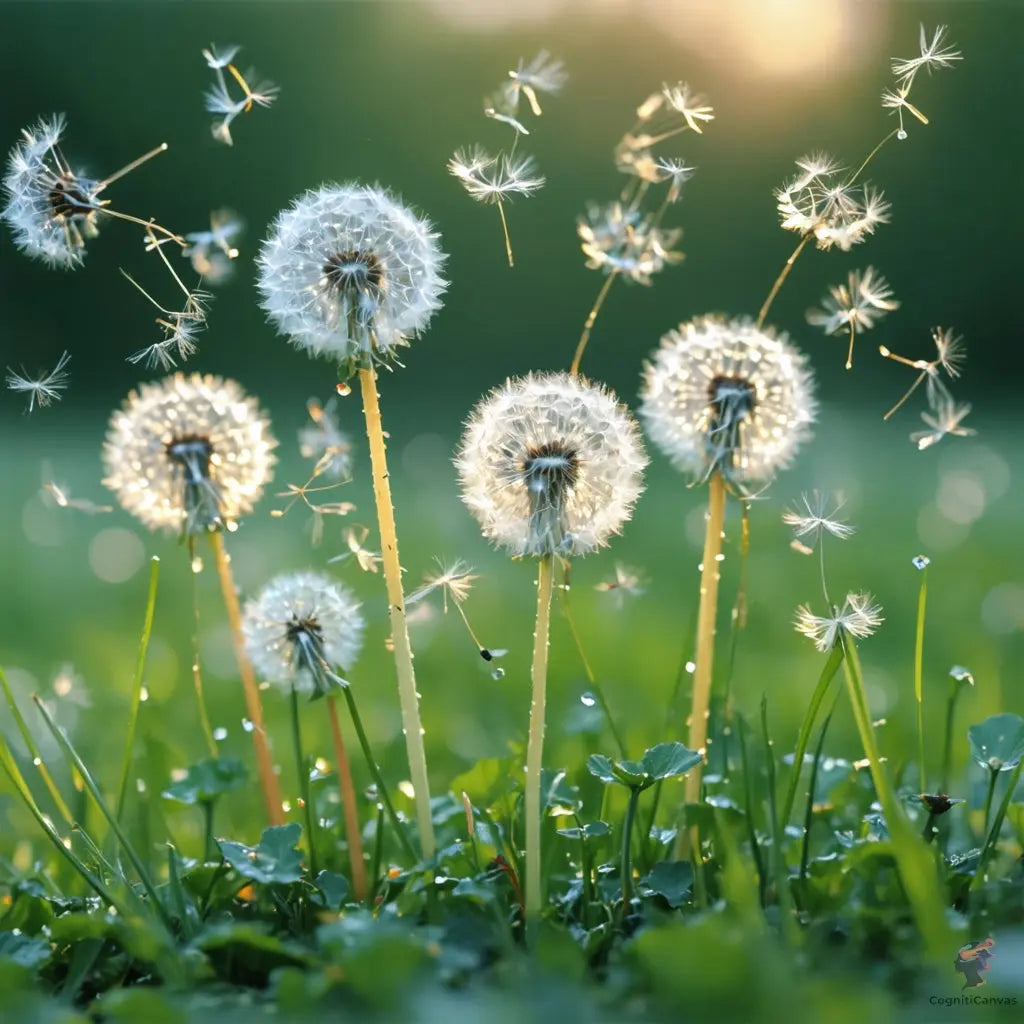 AI-generated dandelion wall art – modern botanical digital print by CognitiCanvas