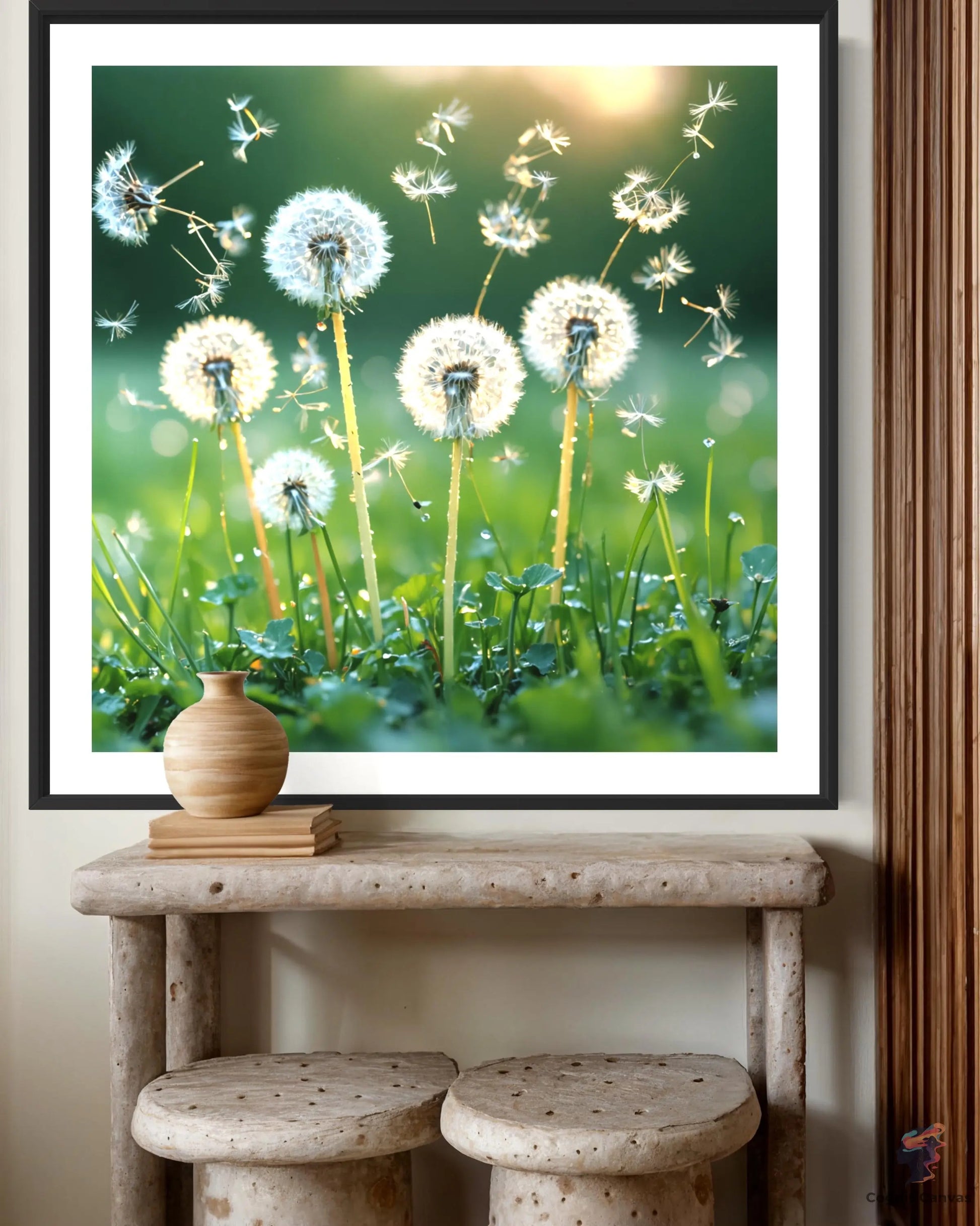 Instant download AI-generated dandelion wall art by CognitiCanvas – ideal for office spaces