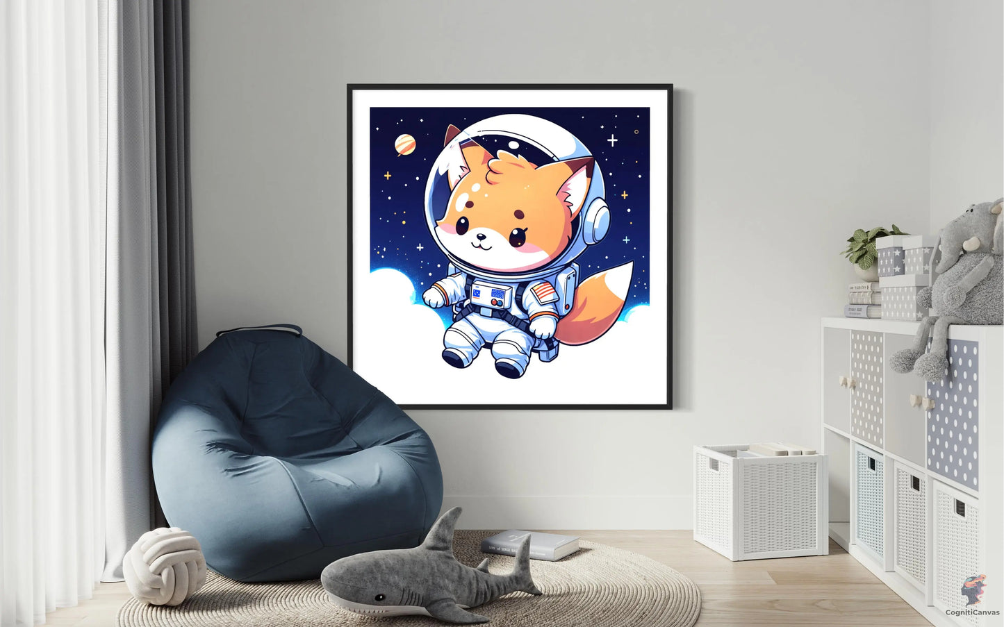 Unique AI-generated digital art depicting a feline astronaut floating in the cosmos