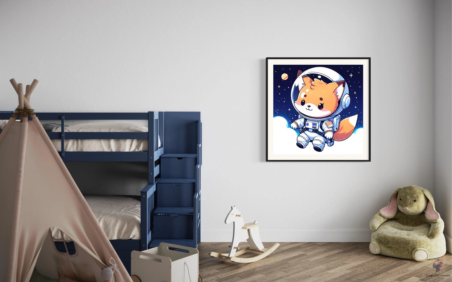 Affordable digital download – AI-generated astronaut cat illustration for home decor