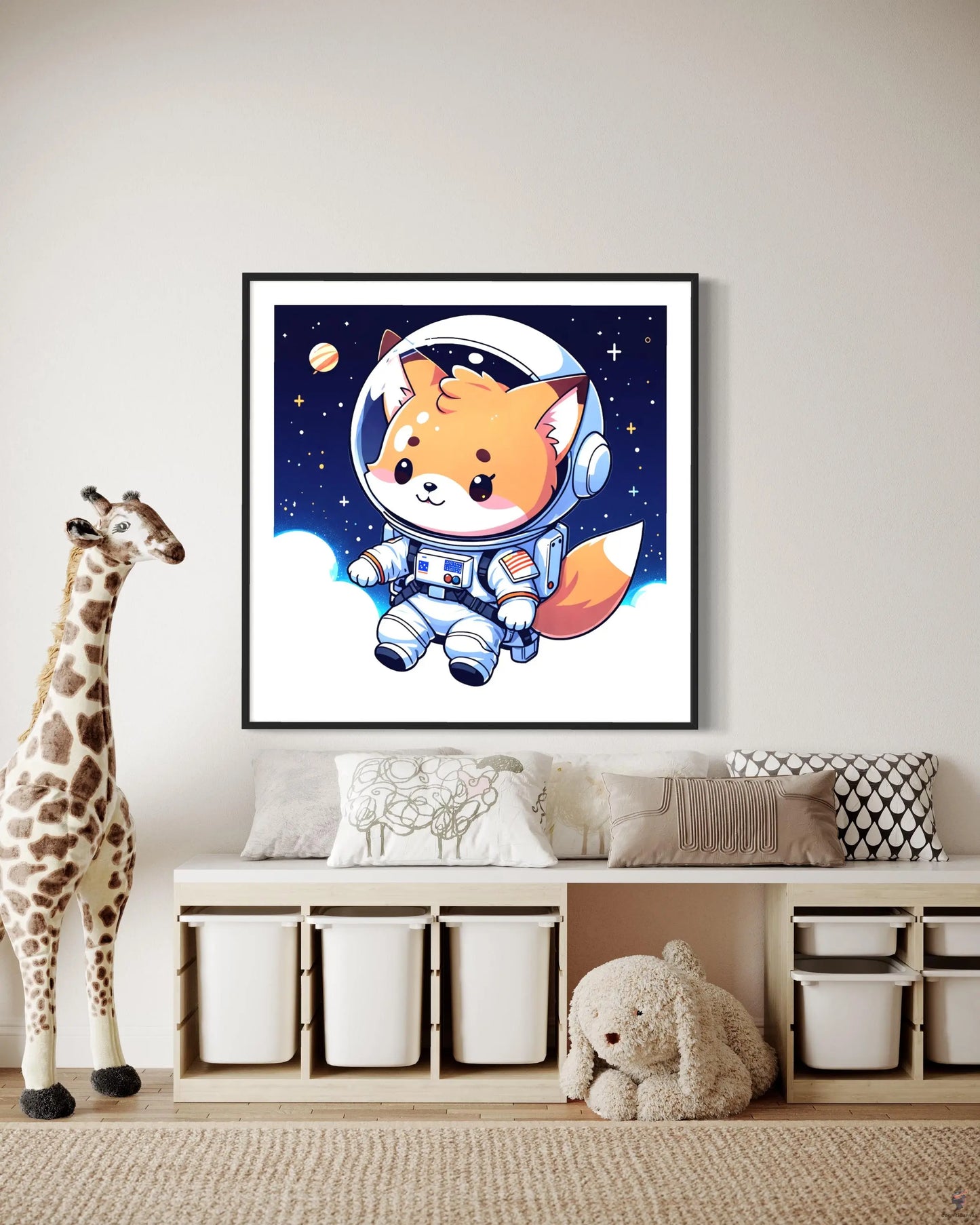 High-quality AI-generated art featuring a whimsical cat in space attire