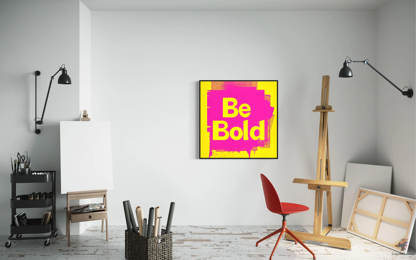 Unique Be Bold pop art digital print with bold typography in vibrant colors, ideal for modern interiors