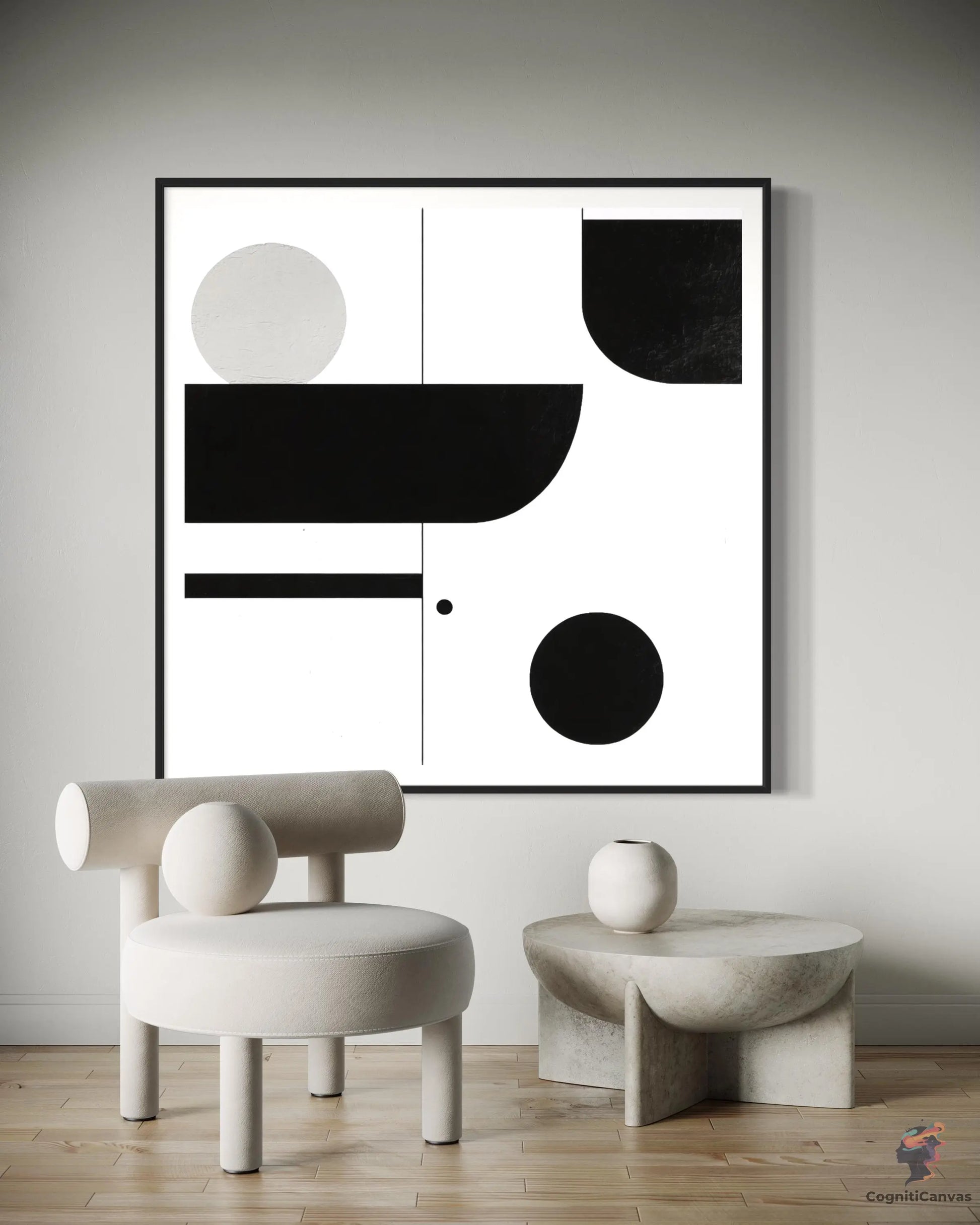 Bold Minimalist Abstract Art Print - Black & White Composite | Modern Digital Wall Art CognitiCanvas