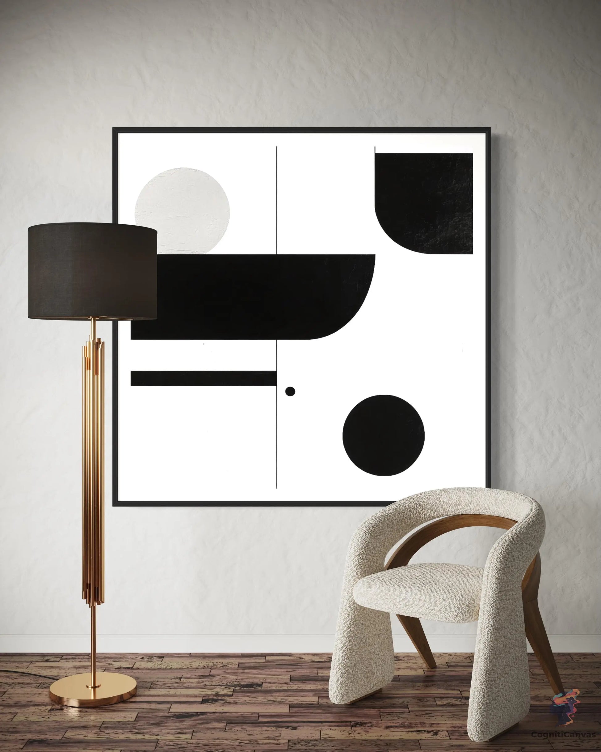 Bold Minimalist Abstract Art Print - Black & White Composite | Modern Digital Wall Art CognitiCanvas