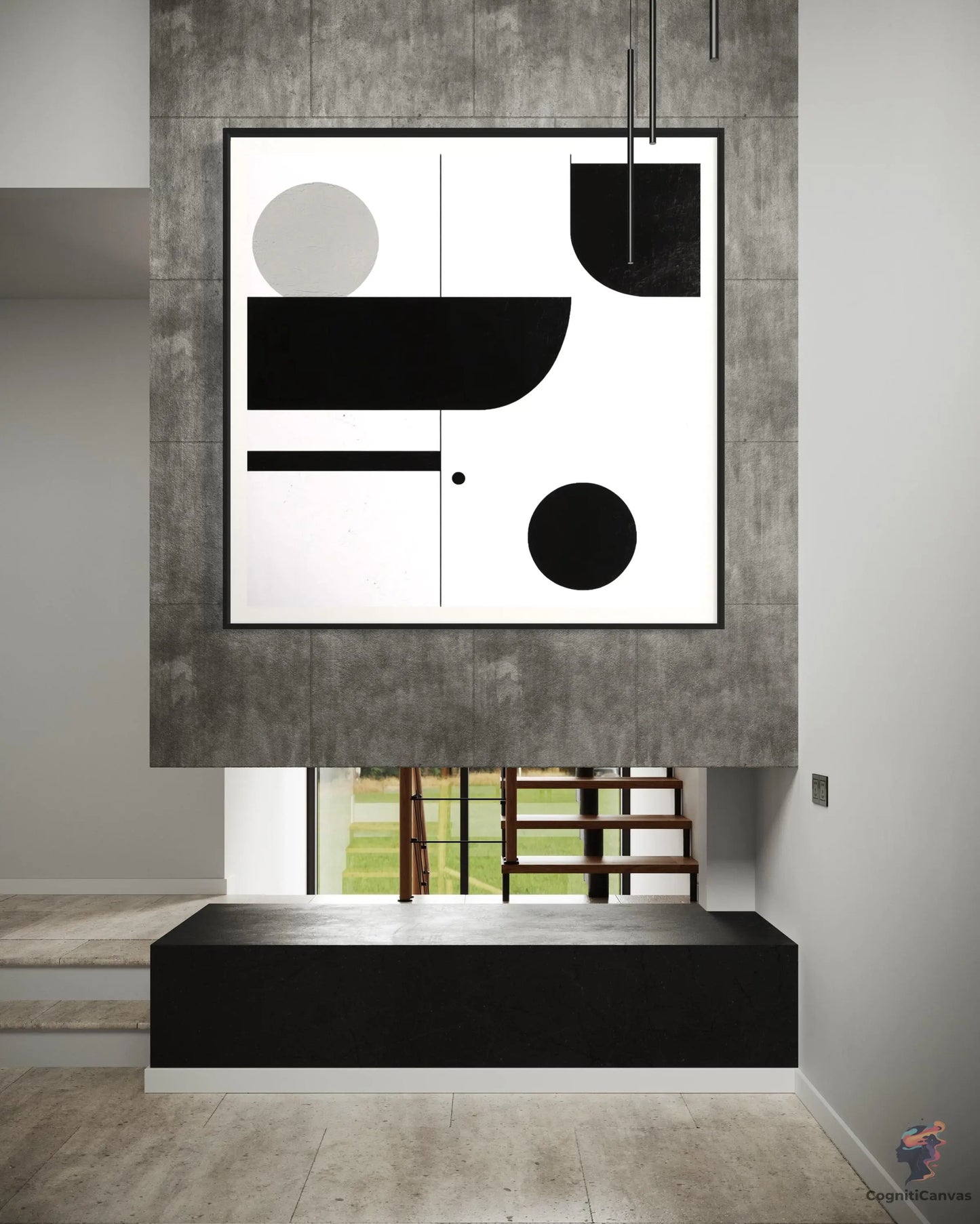 Bold Minimalist Abstract Art Print - Black & White Composite | Modern Digital Wall Art CognitiCanvas