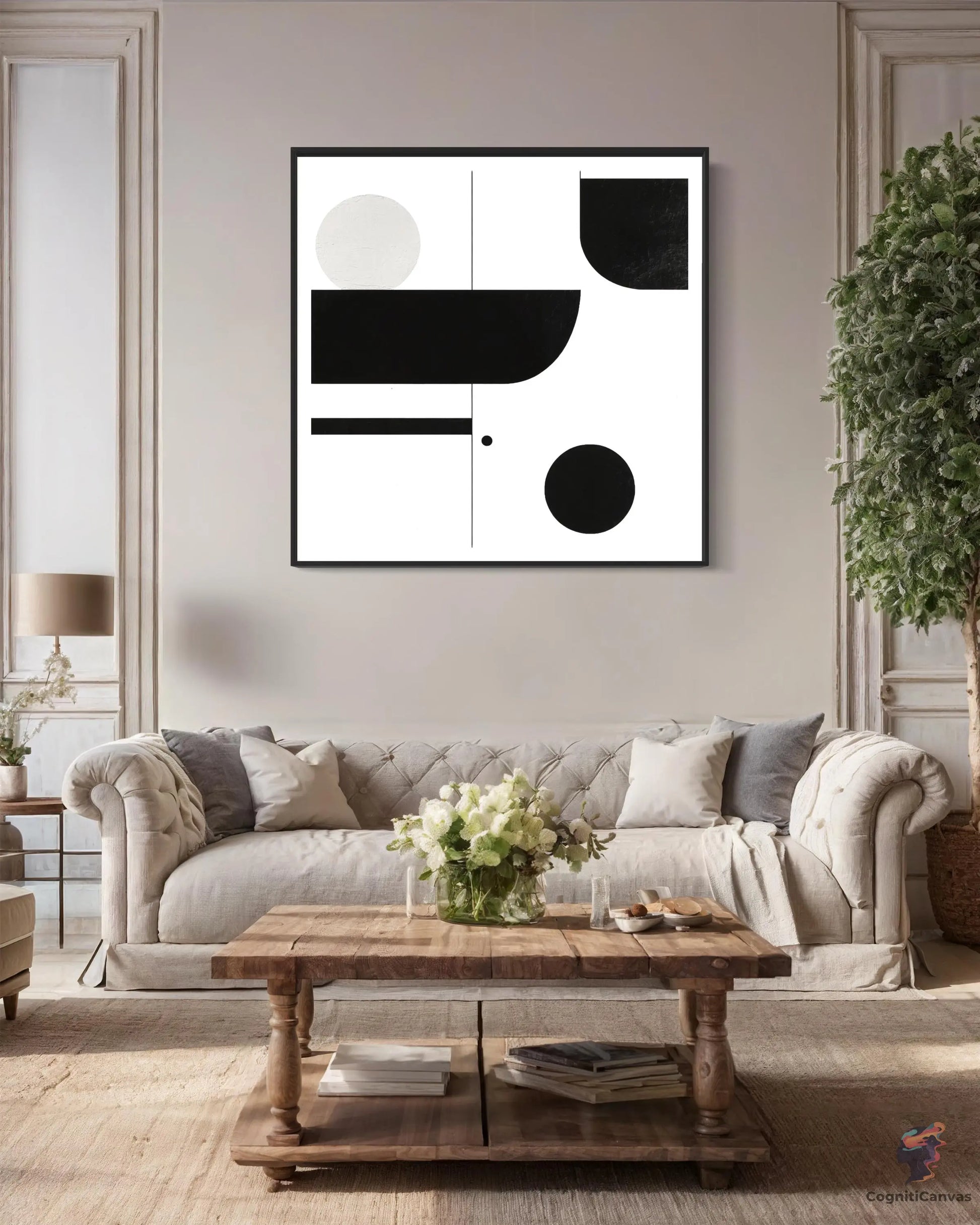 Bold Minimalist Abstract Art Print - Black & White Composite | Modern Digital Wall Art CognitiCanvas