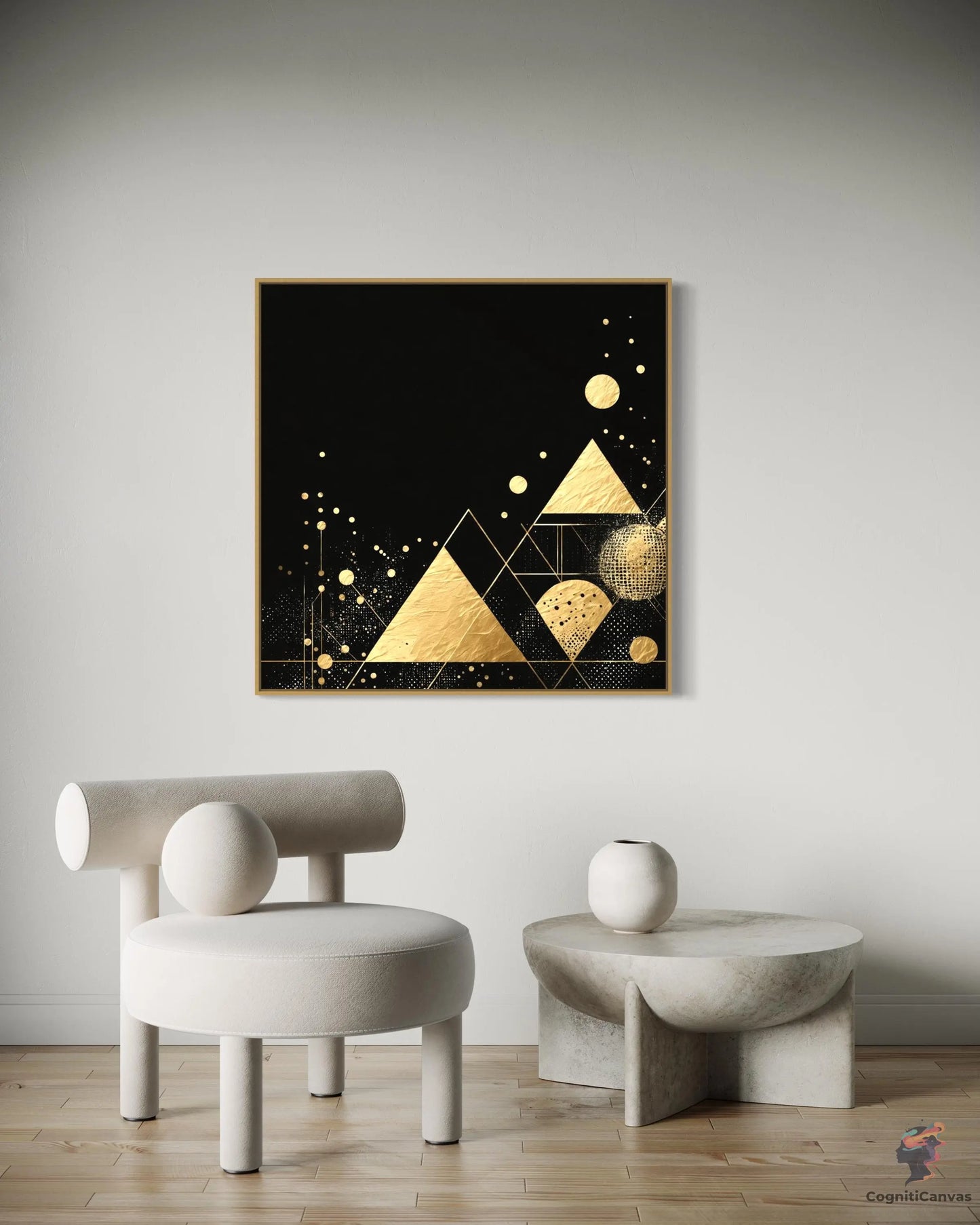 Captivating Minimalist Modern Art - Golden Accents & Abstract | Modern Digital Wall Art CognitiCanvas