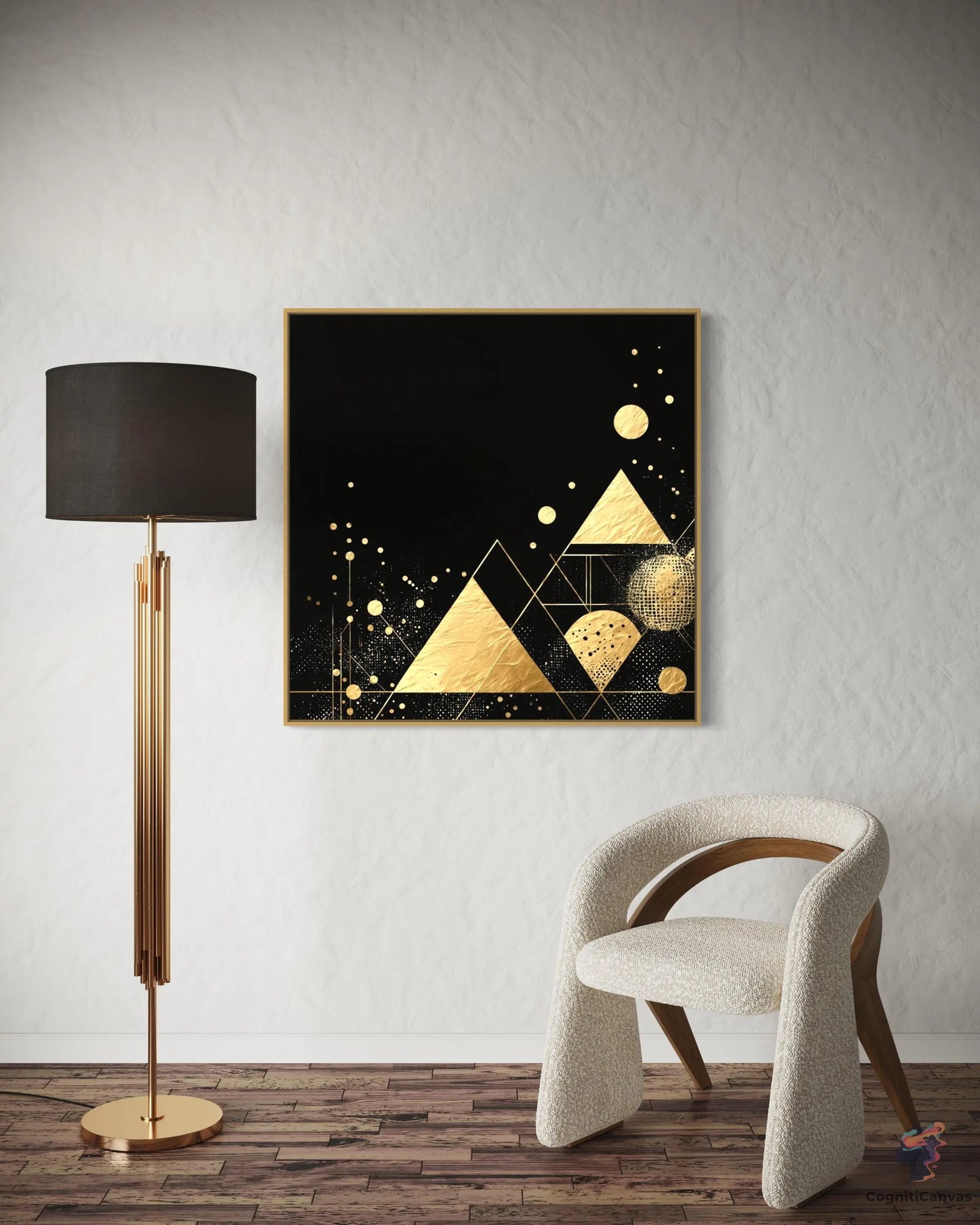 Captivating Minimalist Modern Art - Golden Accents & Abstract | Modern Digital Wall Art CognitiCanvas