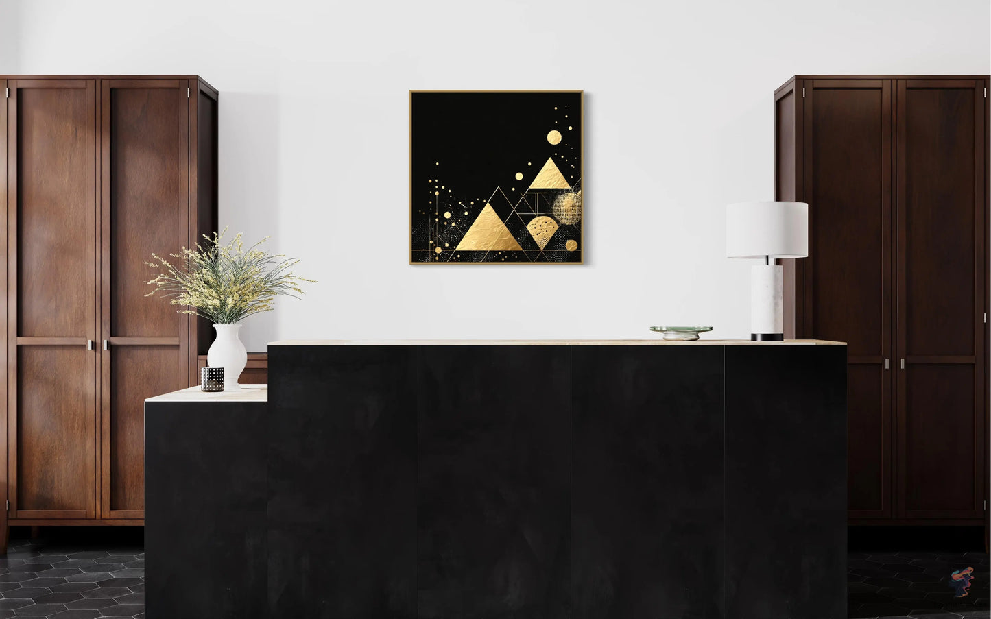 Captivating Minimalist Modern Art - Golden Accents & Abstract | Modern Digital Wall Art CognitiCanvas