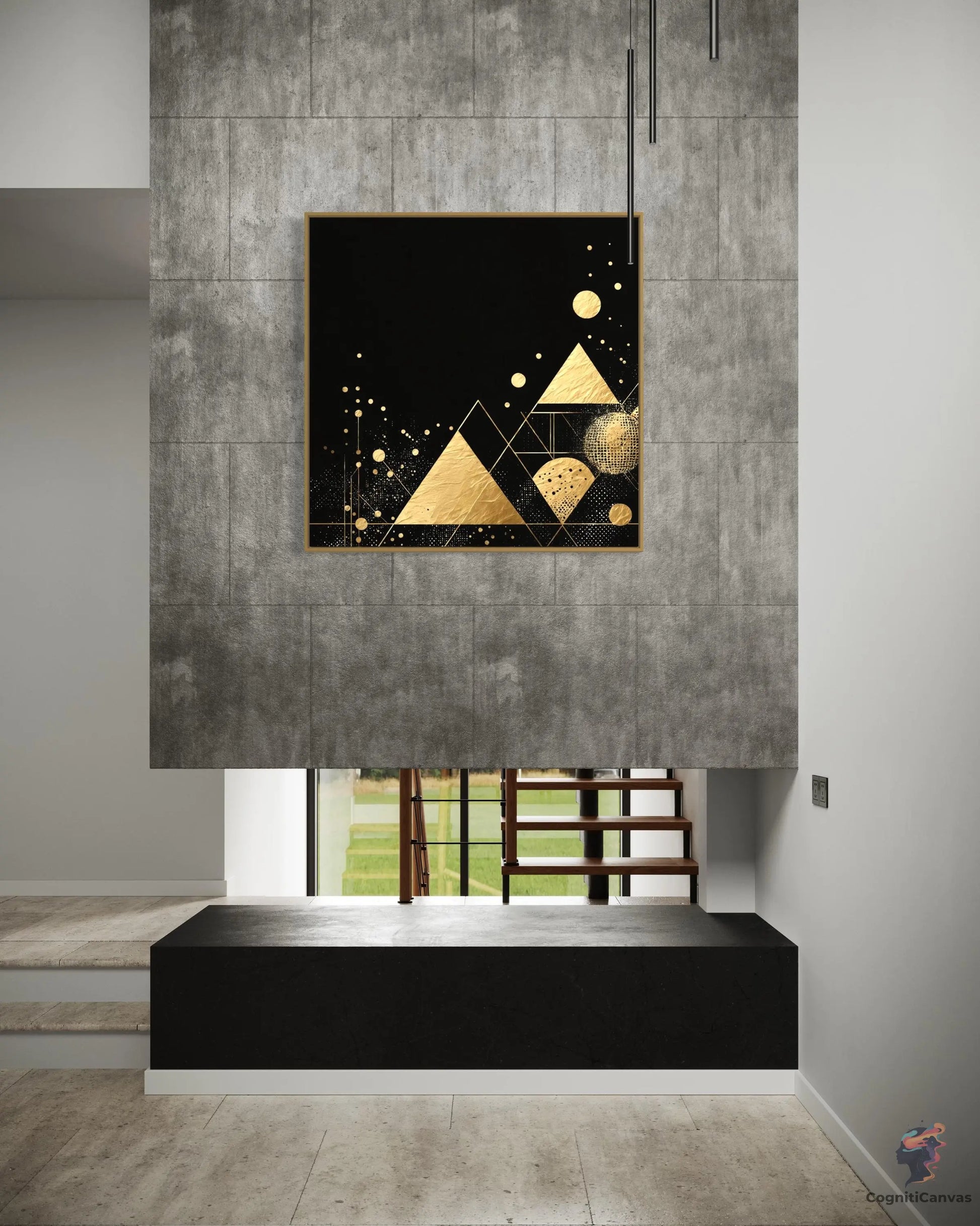 Captivating Minimalist Modern Art - Golden Accents & Abstract | Modern Digital Wall Art CognitiCanvas