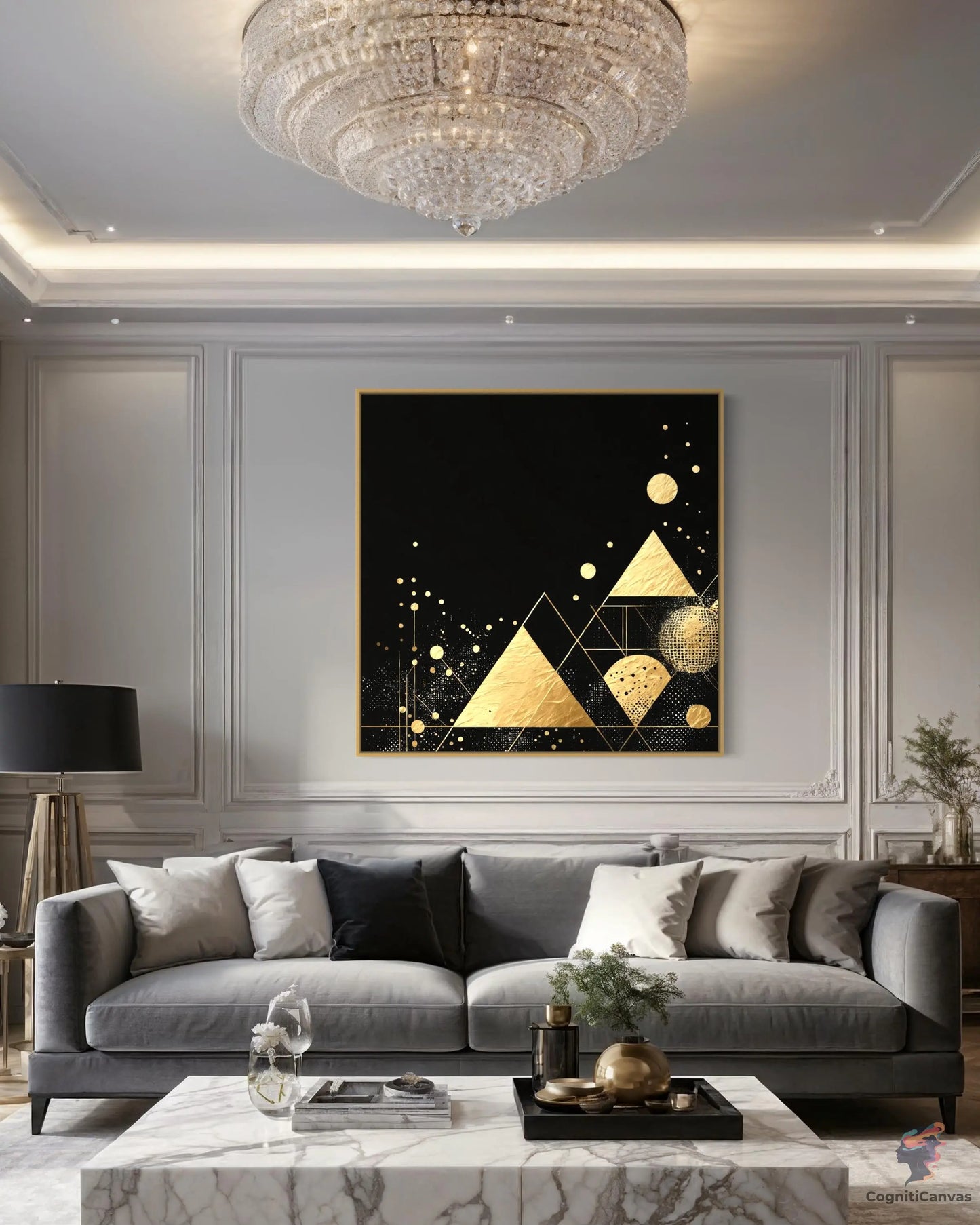 Captivating Minimalist Modern Art - Golden Accents & Abstract | Modern Digital Wall Art CognitiCanvas