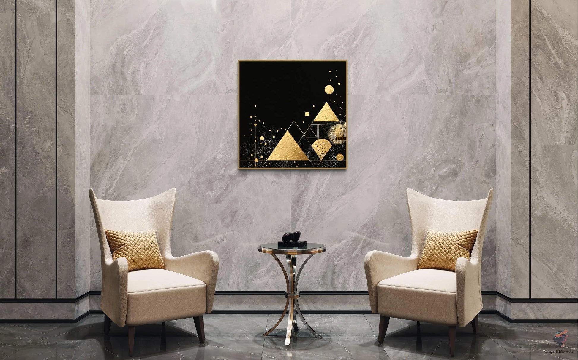 Captivating Minimalist Modern Art - Golden Accents & Abstract | Modern Digital Wall Art CognitiCanvas