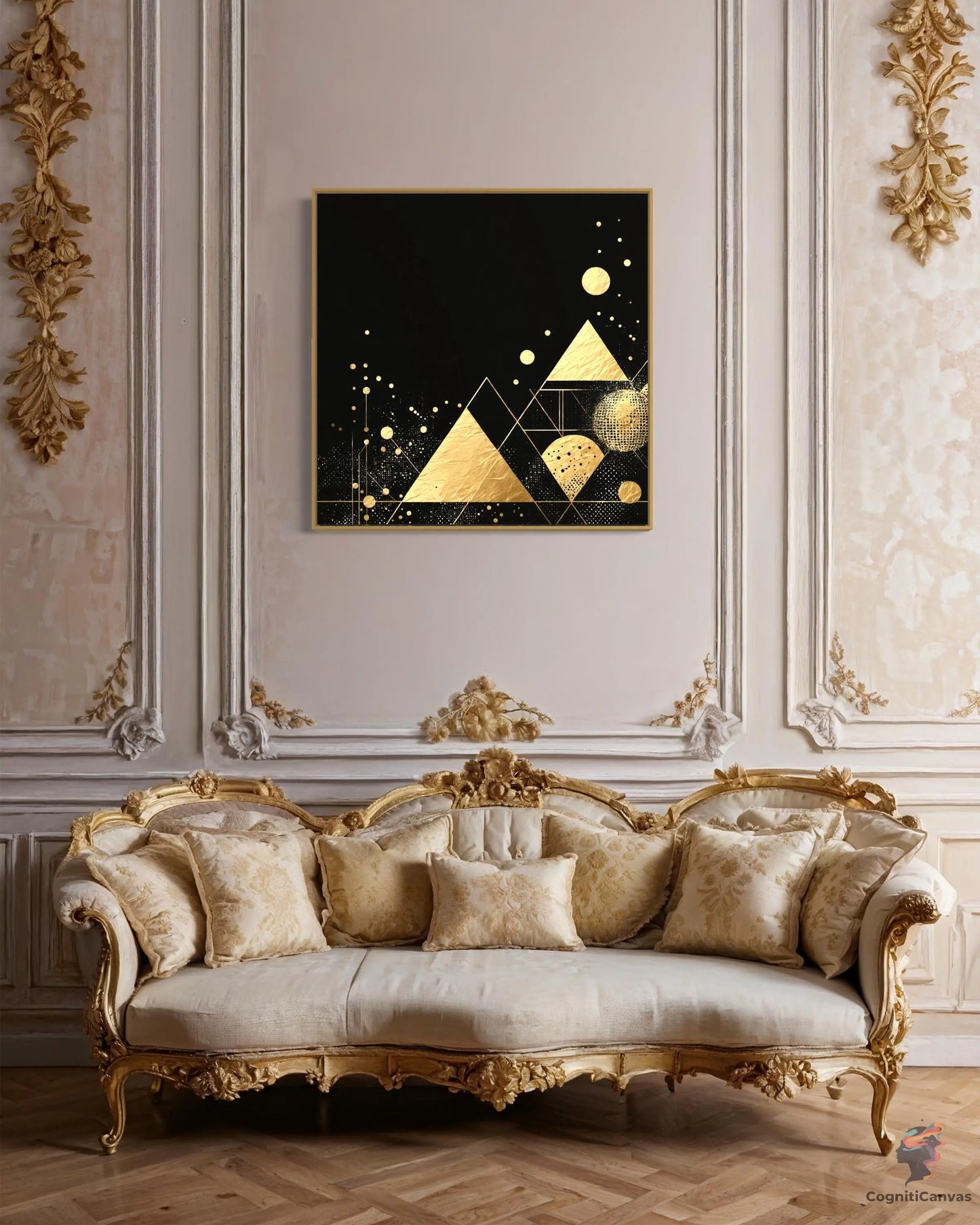 Captivating Minimalist Modern Art - Golden Accents & Abstract | Modern Digital Wall Art CognitiCanvas