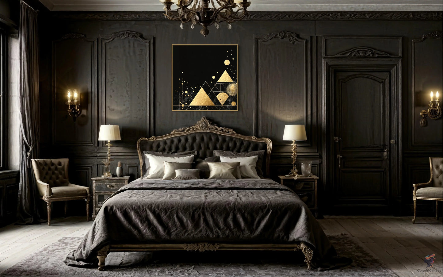 Captivating Minimalist Modern Art - Golden Accents & Abstract | Modern Digital Wall Art CognitiCanvas