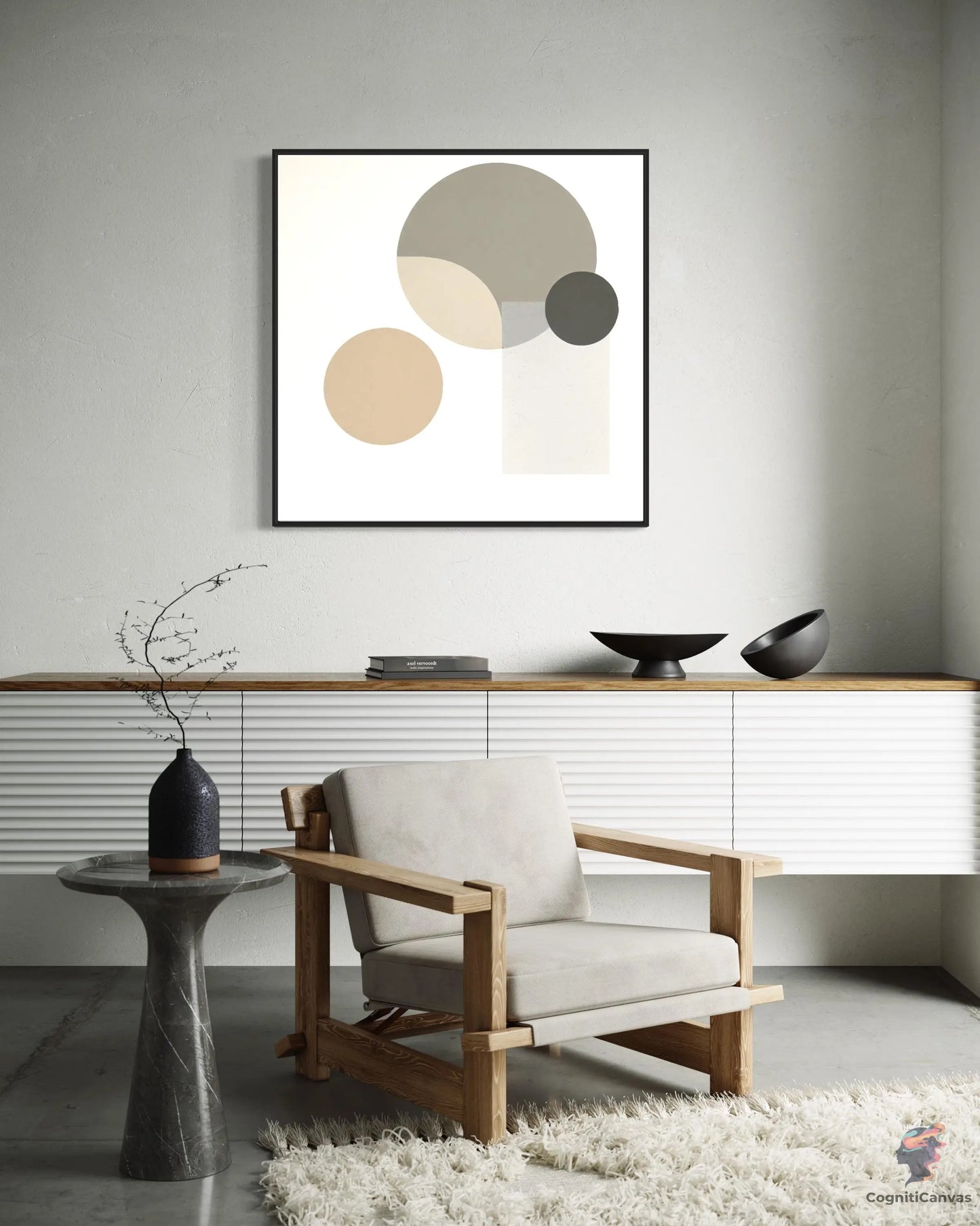 Chic Minimalist Abstract Art Print: Beige-Cream-Gray Geometry | Minimalist Abstract Art CognitiCanvas