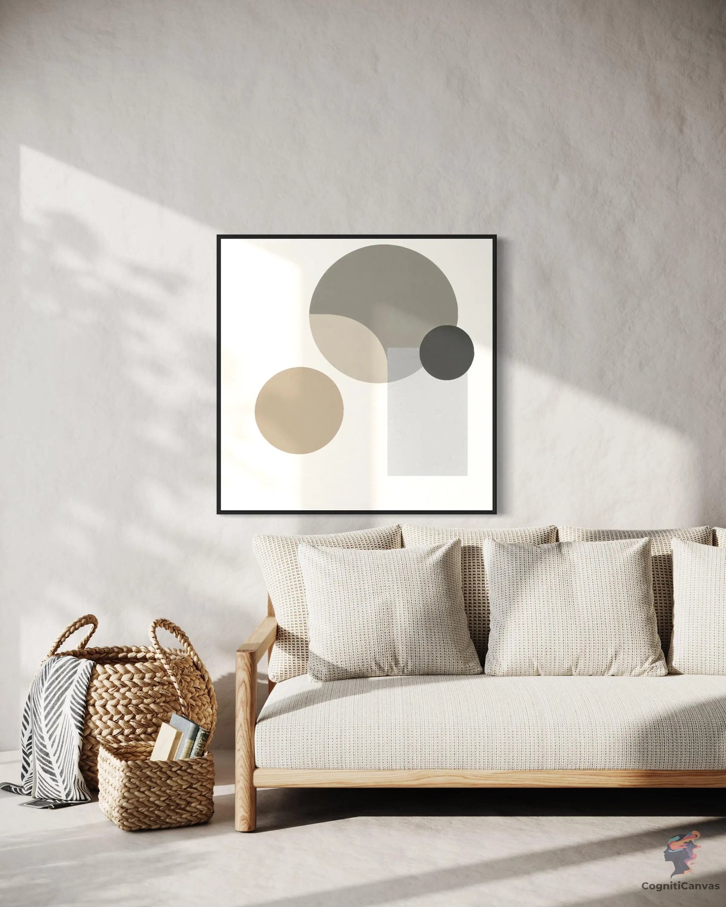 Chic Minimalist Abstract Art Print: Beige-Cream-Gray Geometry | Minimalist Abstract Art CognitiCanvas