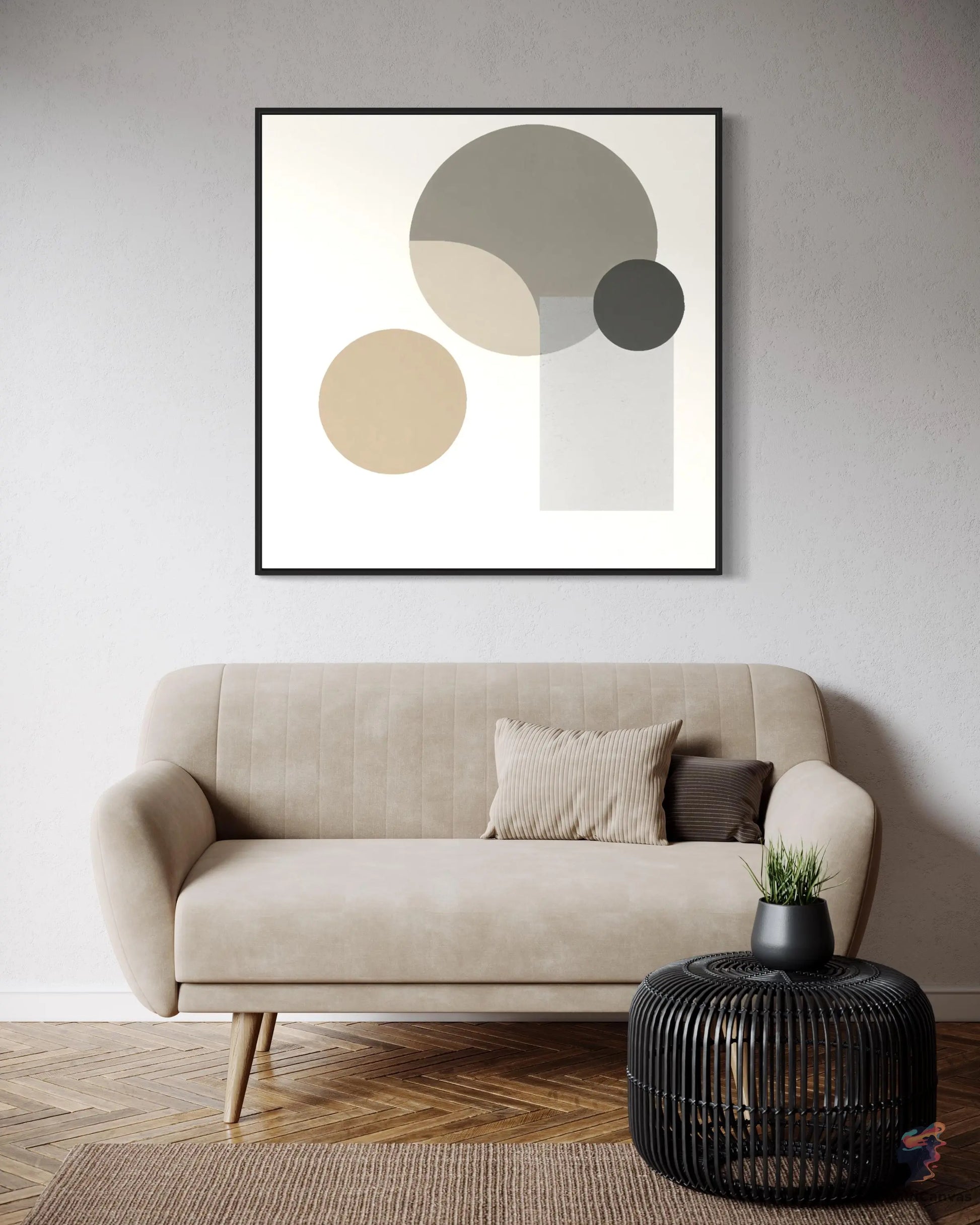 Chic Minimalist Abstract Art Print: Beige-Cream-Gray Geometry | Minimalist Abstract Art CognitiCanvas