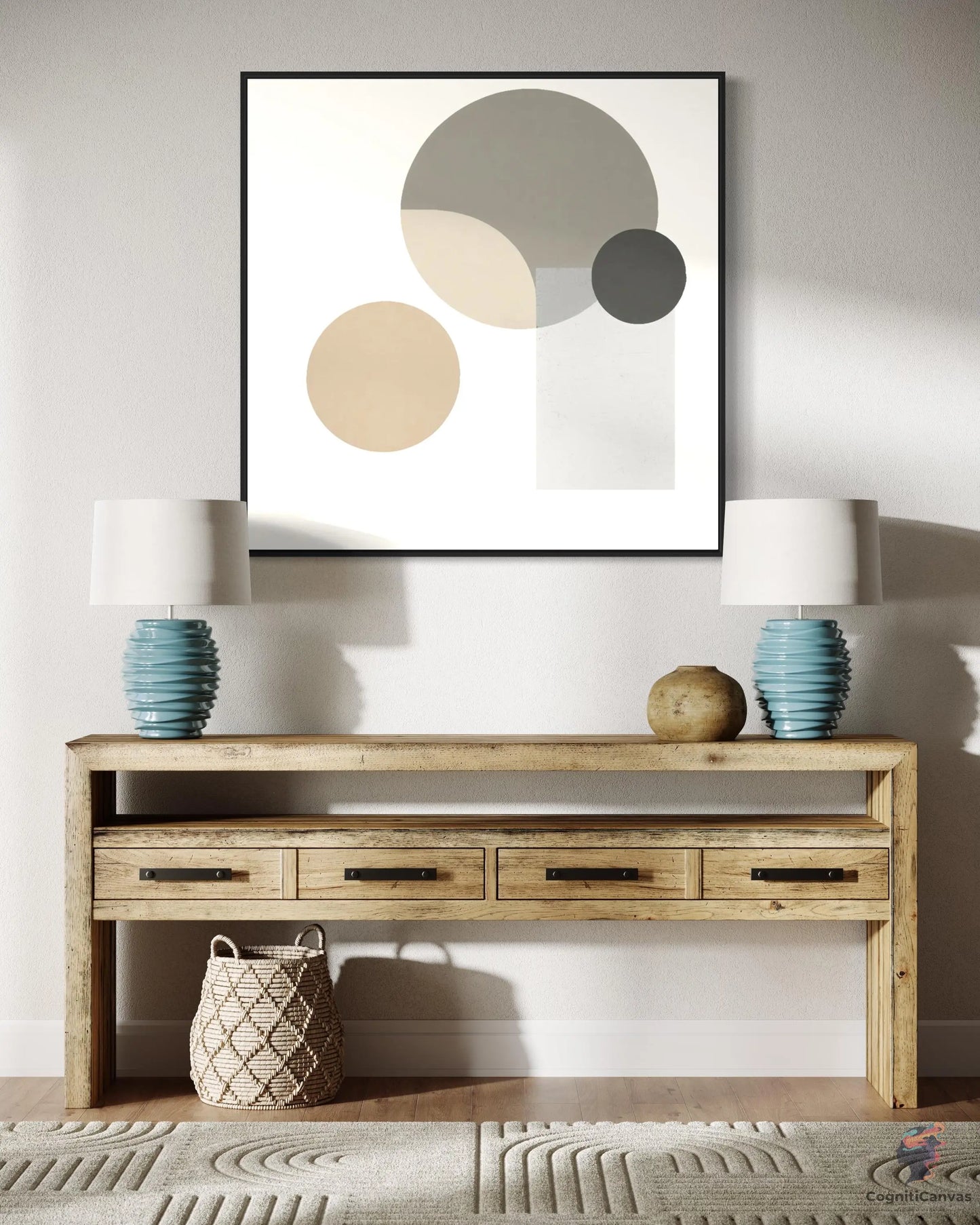 Chic Minimalist Abstract Art Print: Beige-Cream-Gray Geometry | Minimalist Abstract Art CognitiCanvas