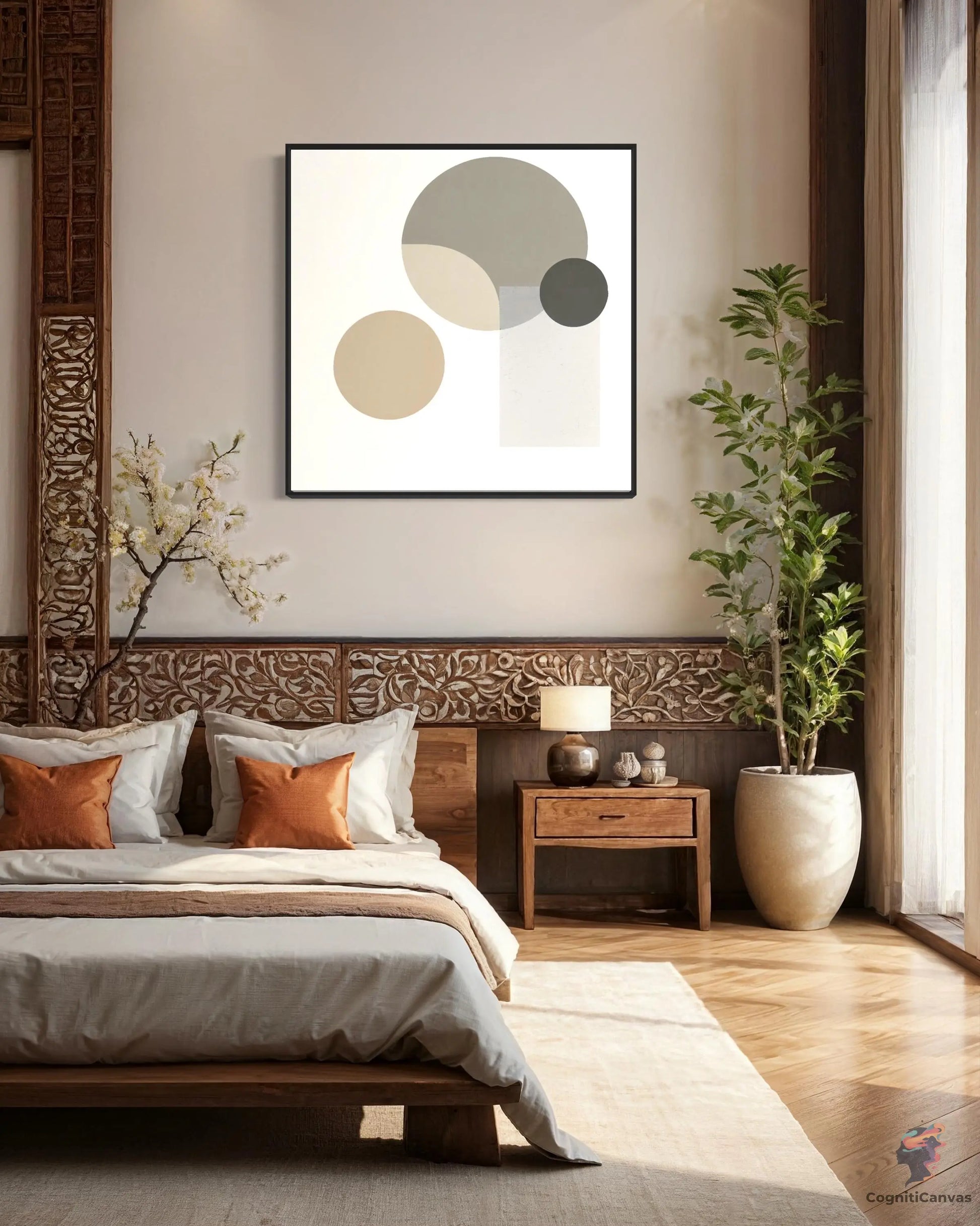 Chic Minimalist Abstract Art Print: Beige-Cream-Gray Geometry | Minimalist Abstract Art CognitiCanvas