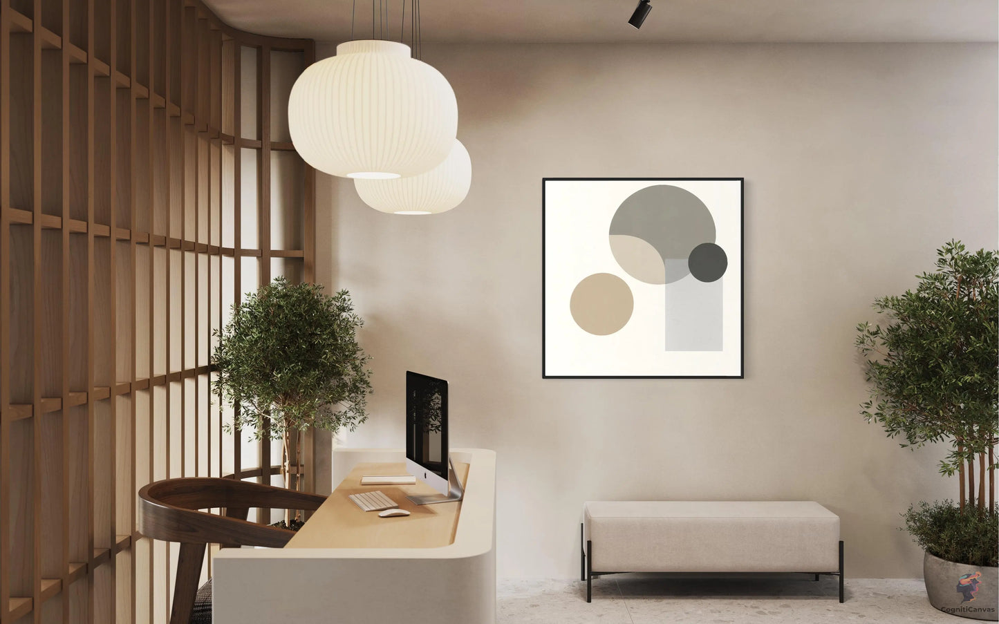 Chic Minimalist Abstract Art Print: Beige-Cream-Gray Geometry | Minimalist Abstract Art CognitiCanvas